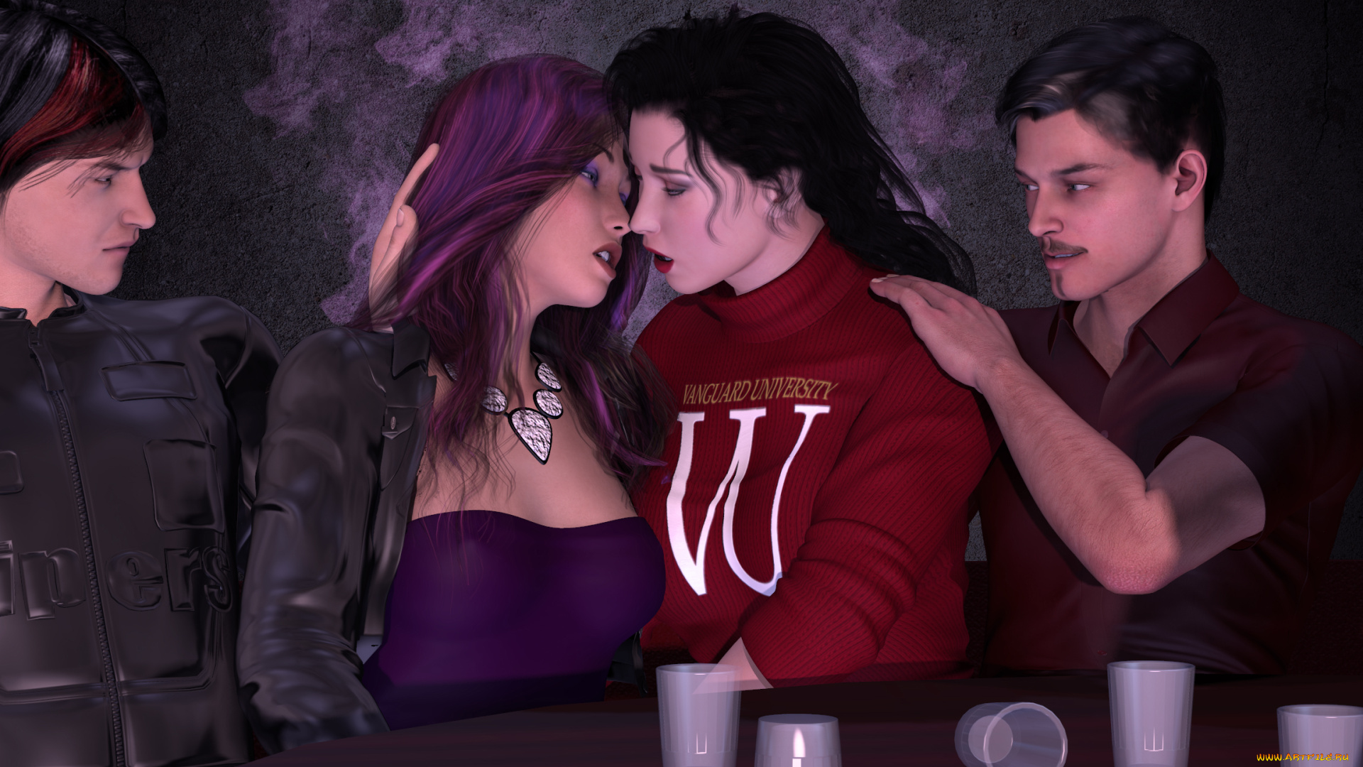 3д, графика, люди, , people, девушки, взгляд, фон