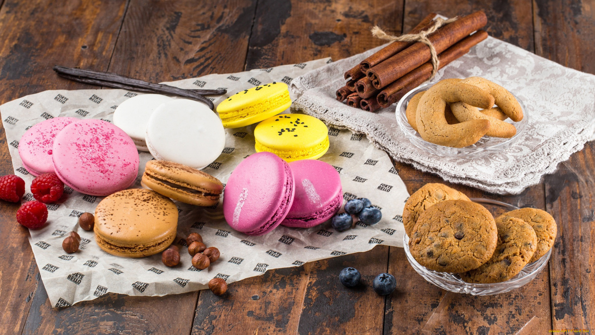 еда, макаруны, ассорти, печенье, лакомство