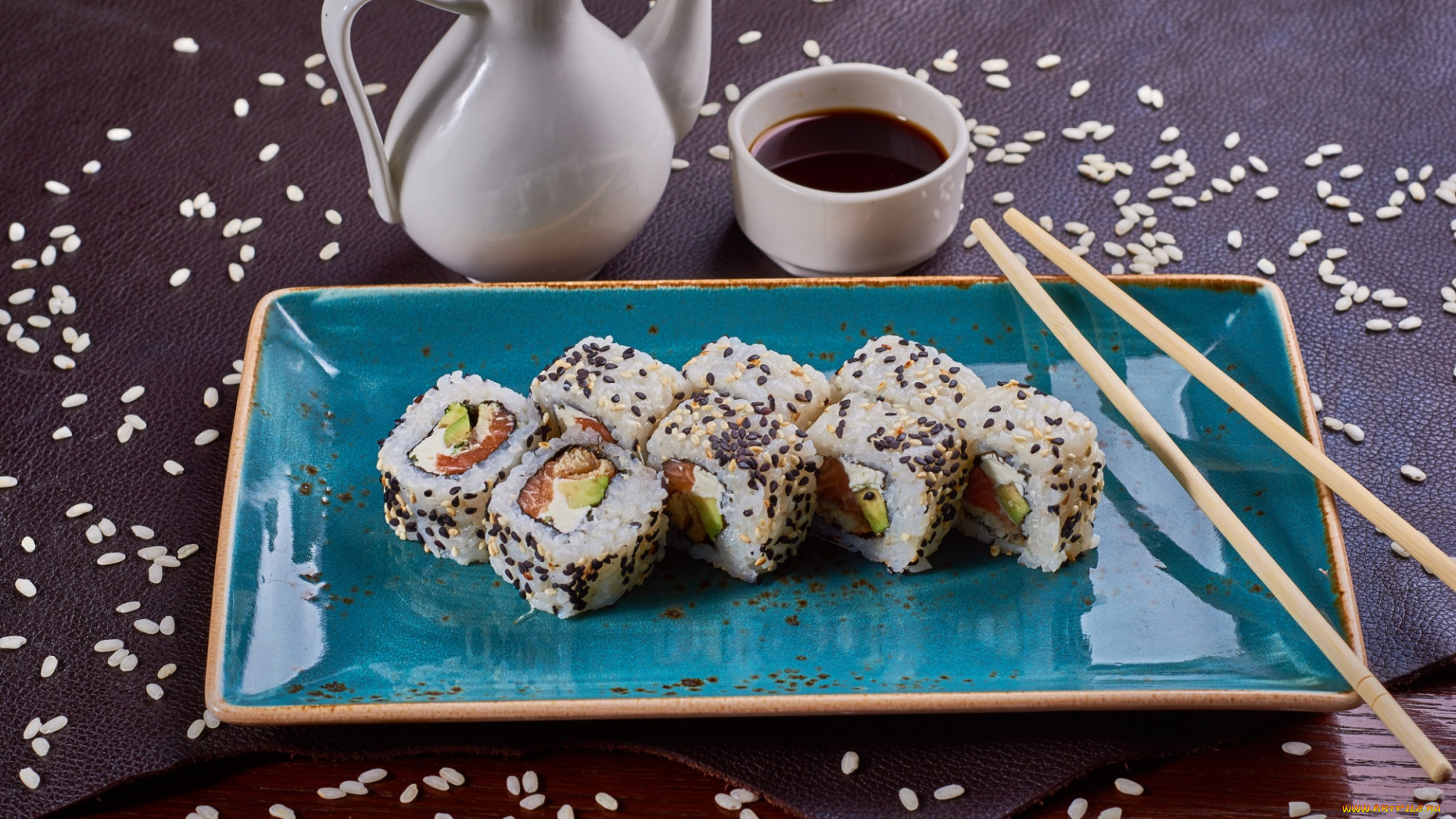 еда, рыба, , морепродукты, , суши, , роллы, рис, кунжут, роллы, соус