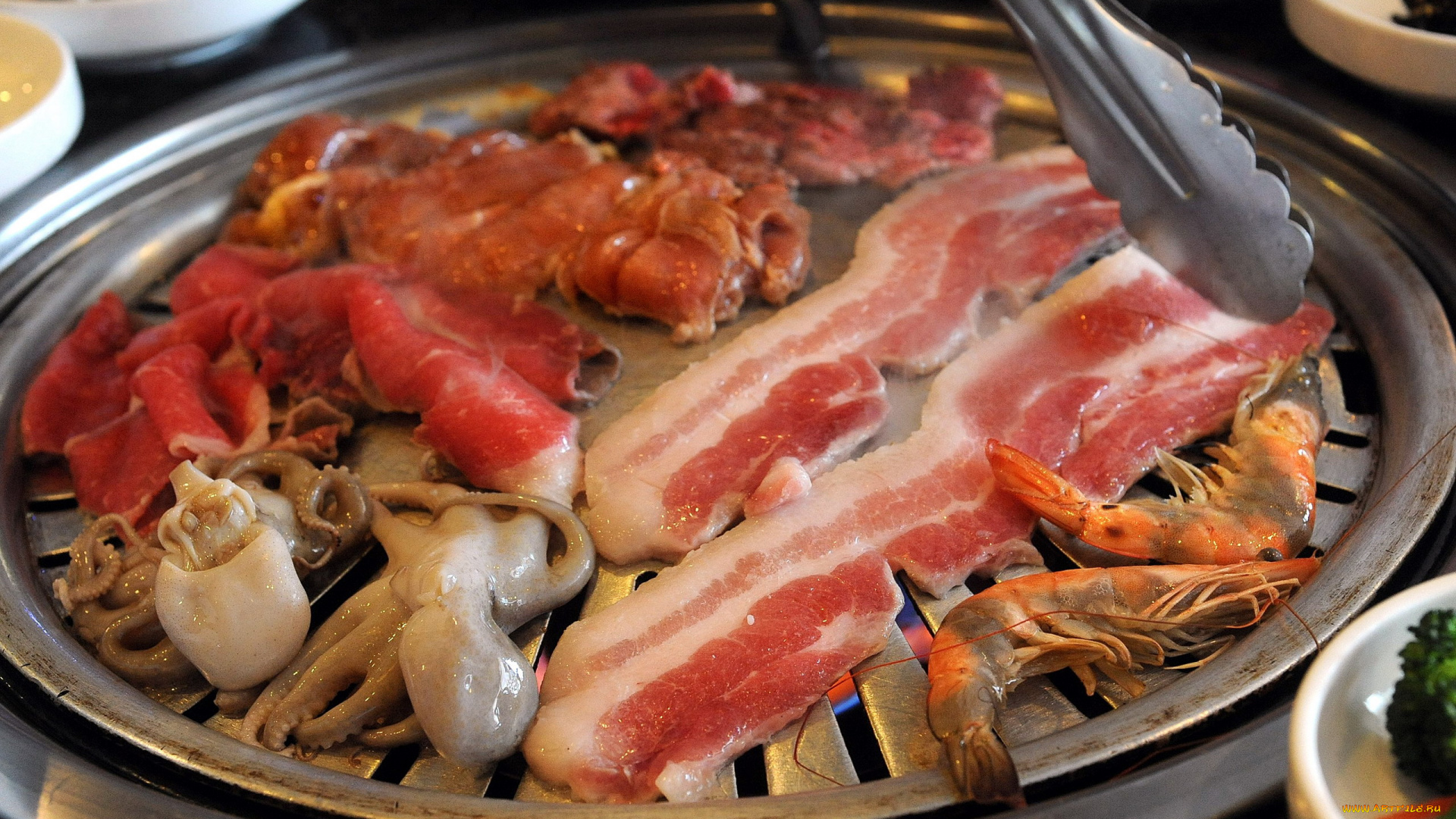 еда, шашлык, , барбекю, креветки, бекон, барбекю