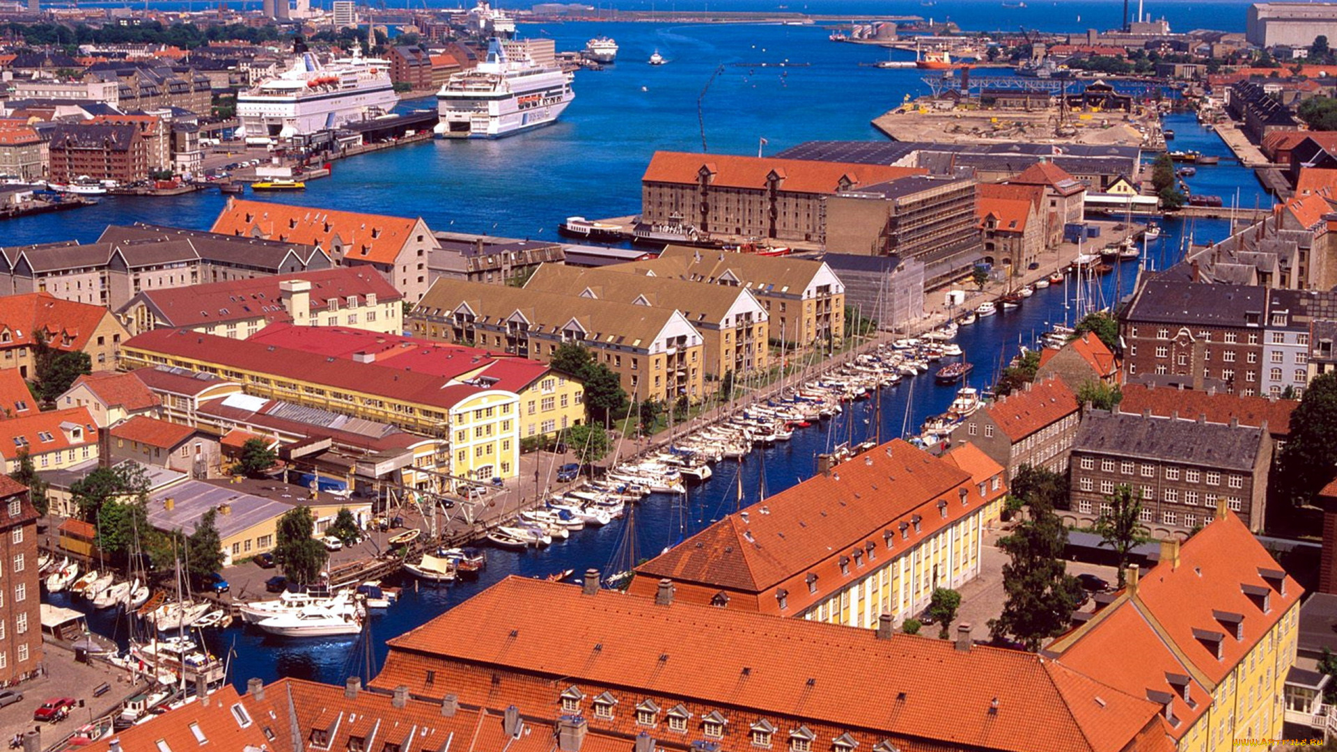 города, копенгаген, , дания, панорама