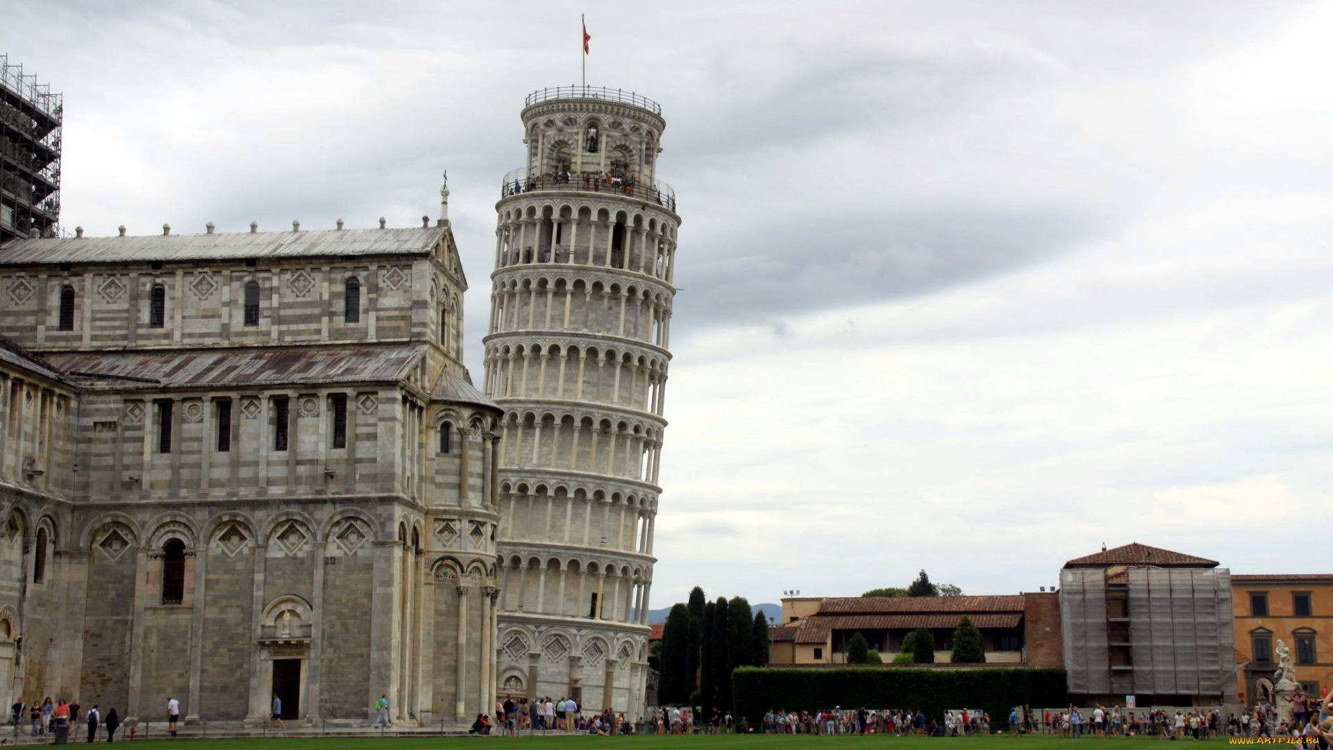 города, пиза, , италия, башня, падающая