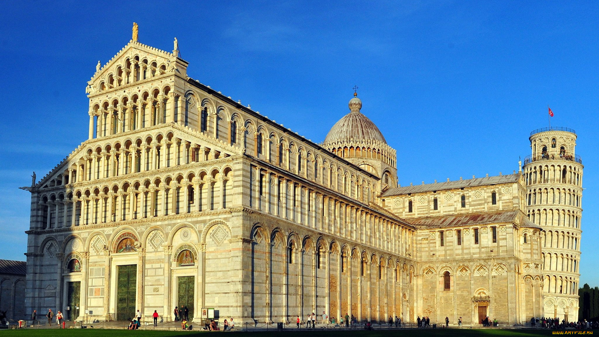 города, пиза, , италия, башня, падающая