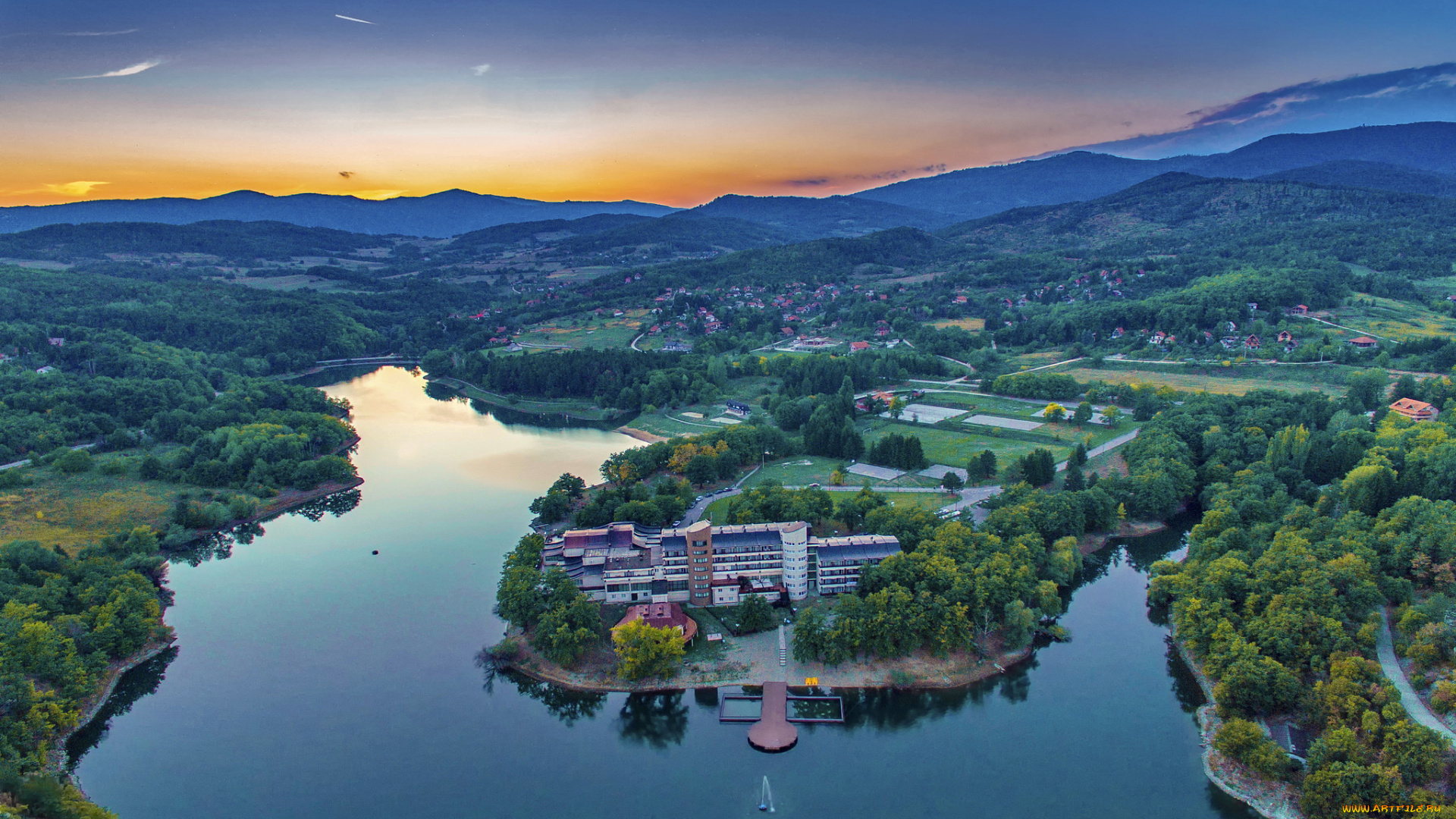 hotel, jezero, borsko, jezero, города, -, пейзажи, простор