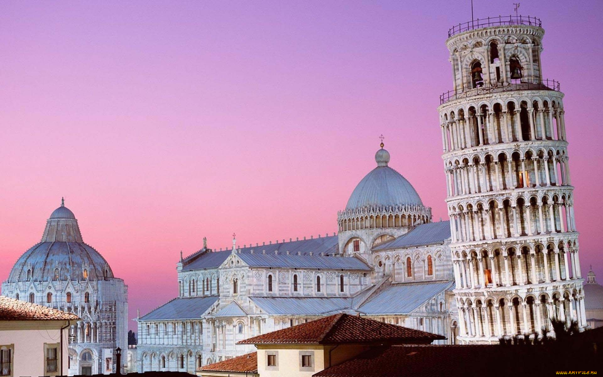 города, пиза, , италия, падающая, башня