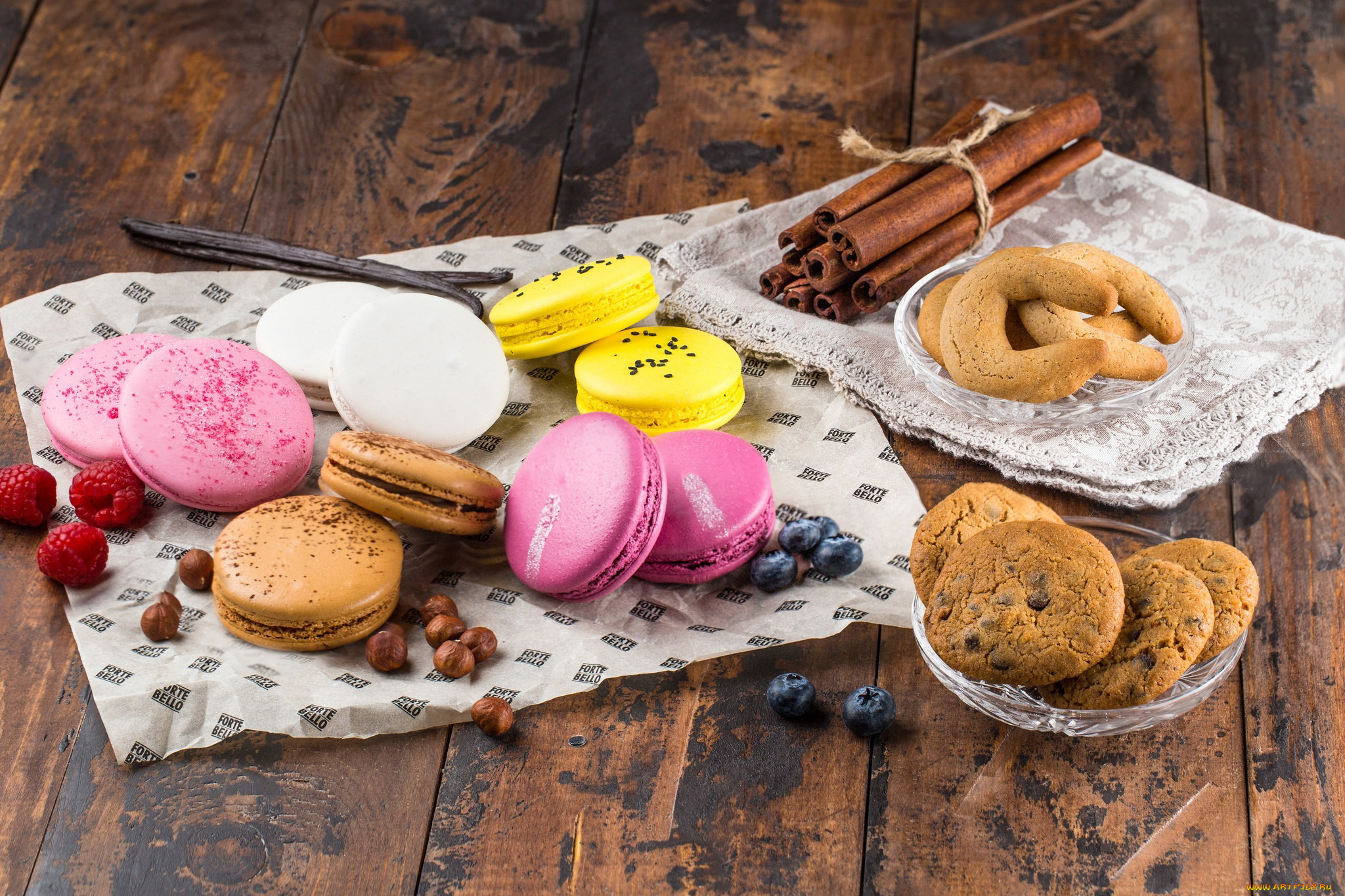 еда, макаруны, ассорти, печенье, лакомство