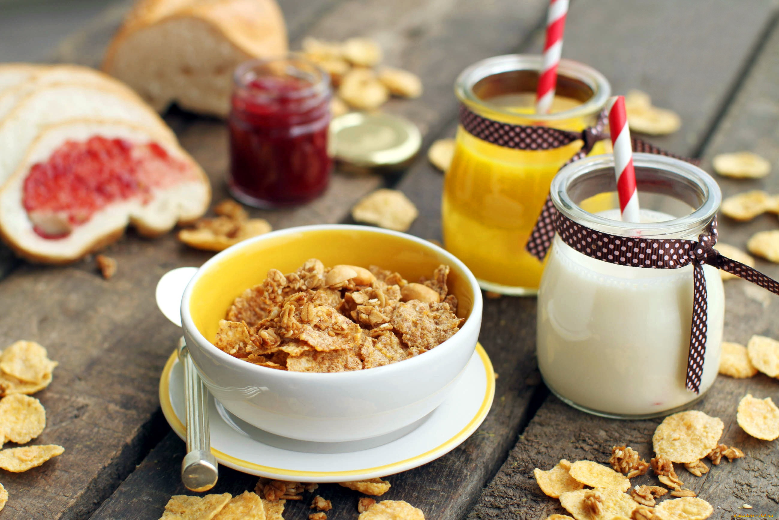 еда, мюсли, , хлопья, варенье, хлопья