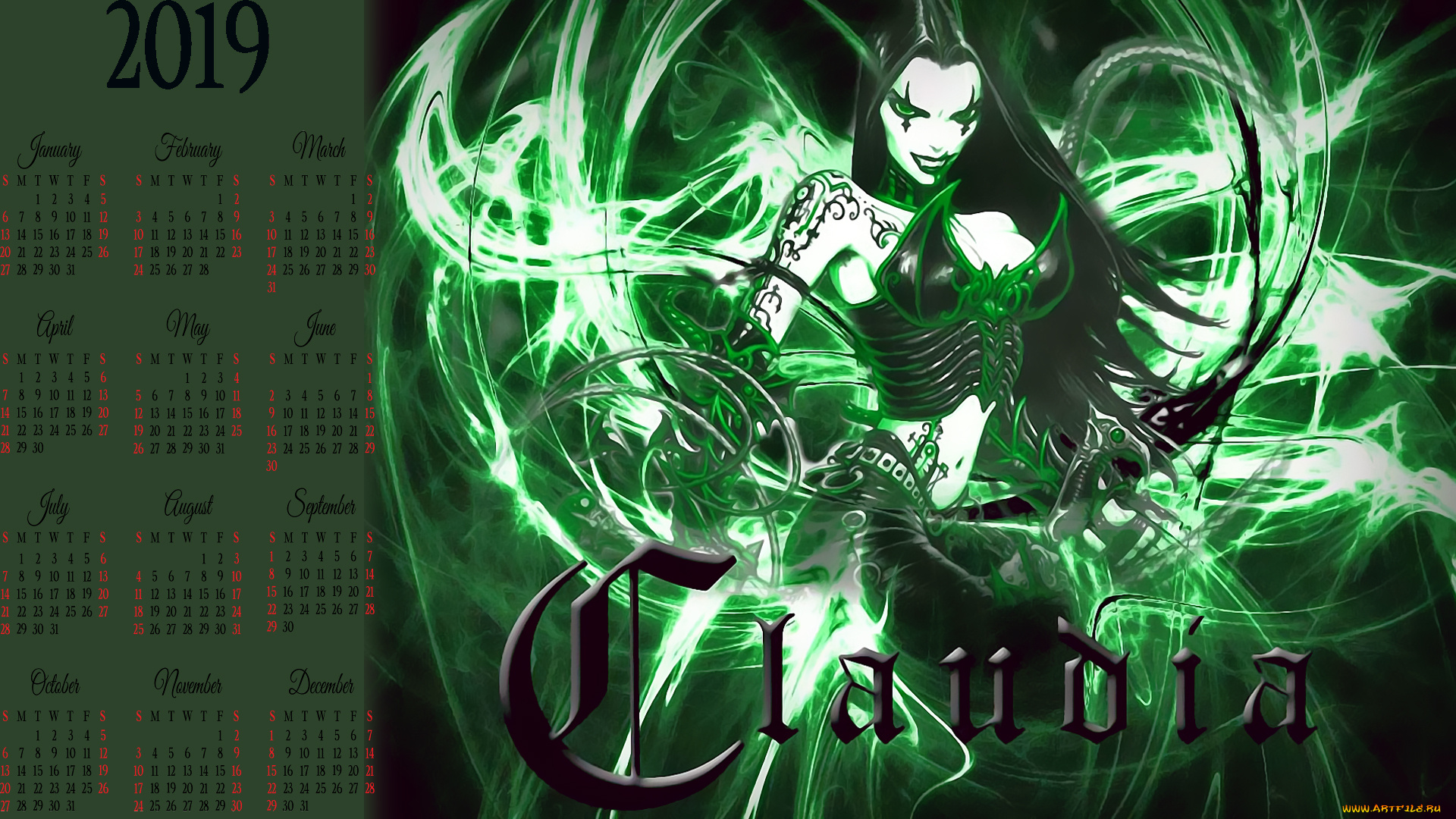 календари, фэнтези, женщина, тату