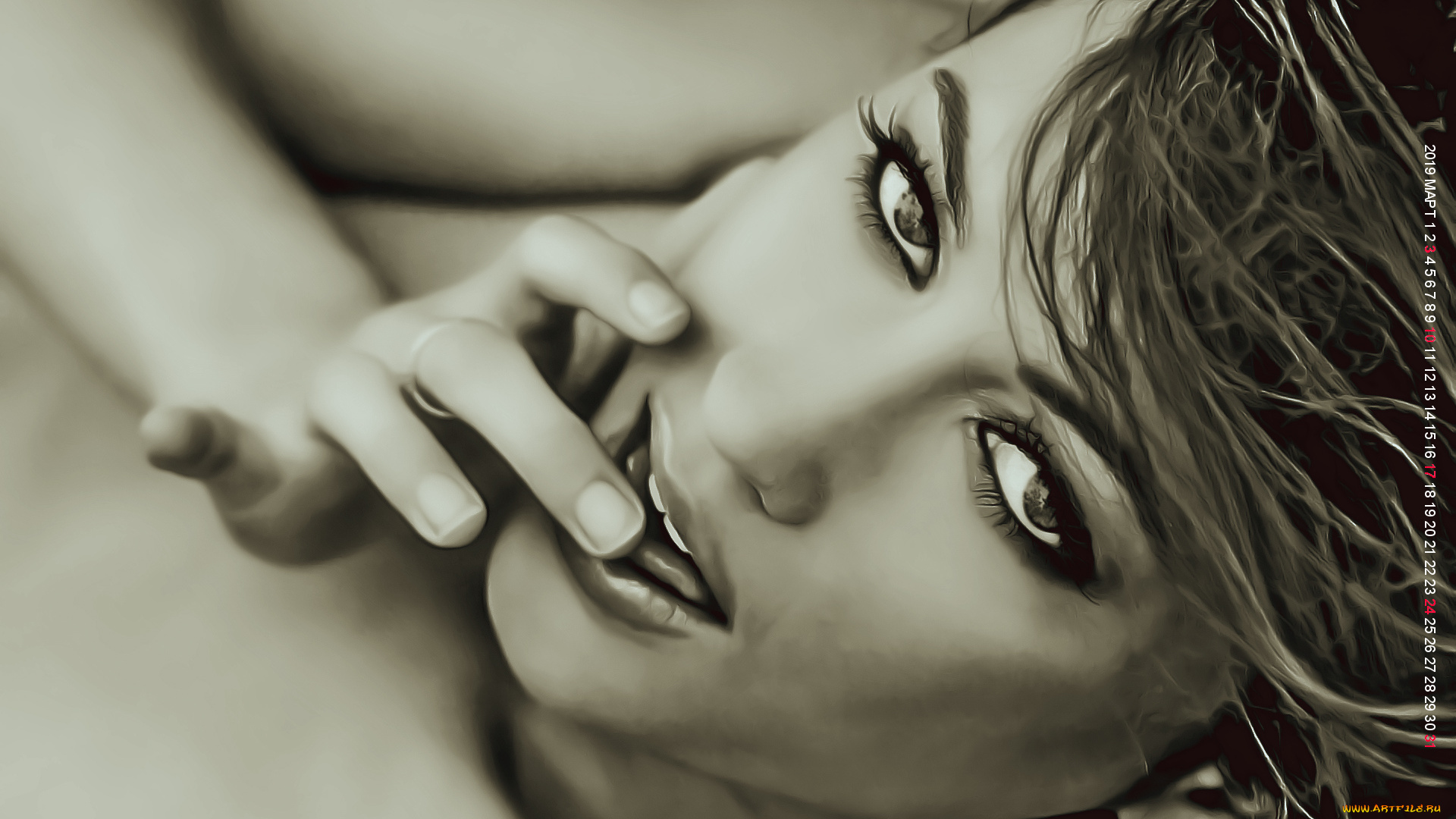 календари, компьютерный, дизайн, лицо, девушка