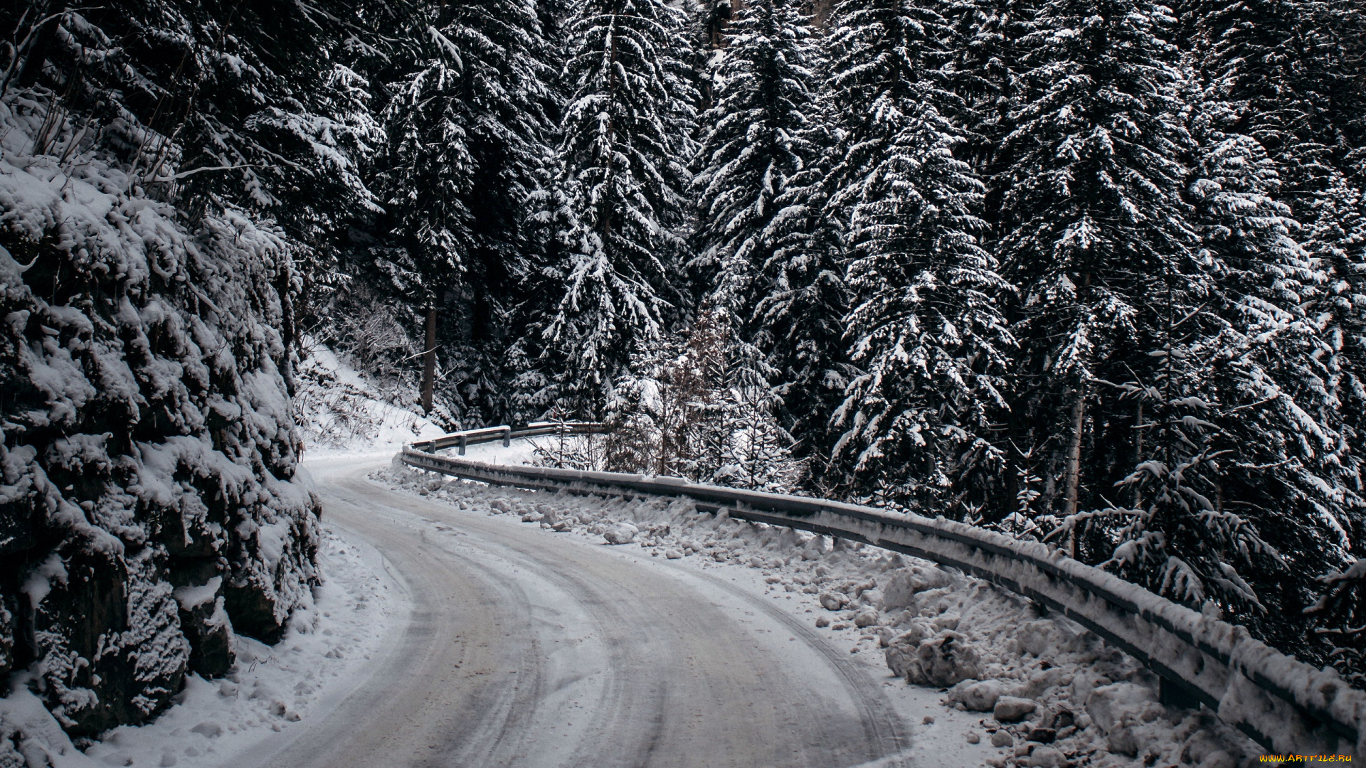 природа, дороги, снег, зима, шоссе