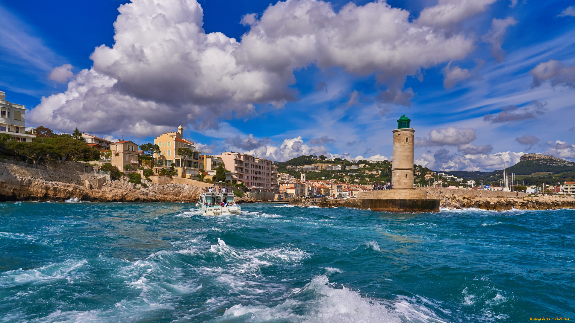 природа, маяки, горы, дома, маяк, франция, побережье, камни