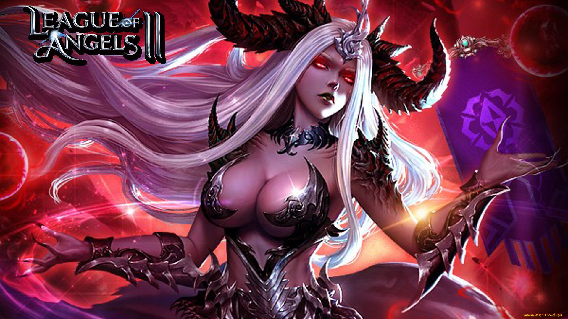 видео, игры, league, of, angels, девушка, рога