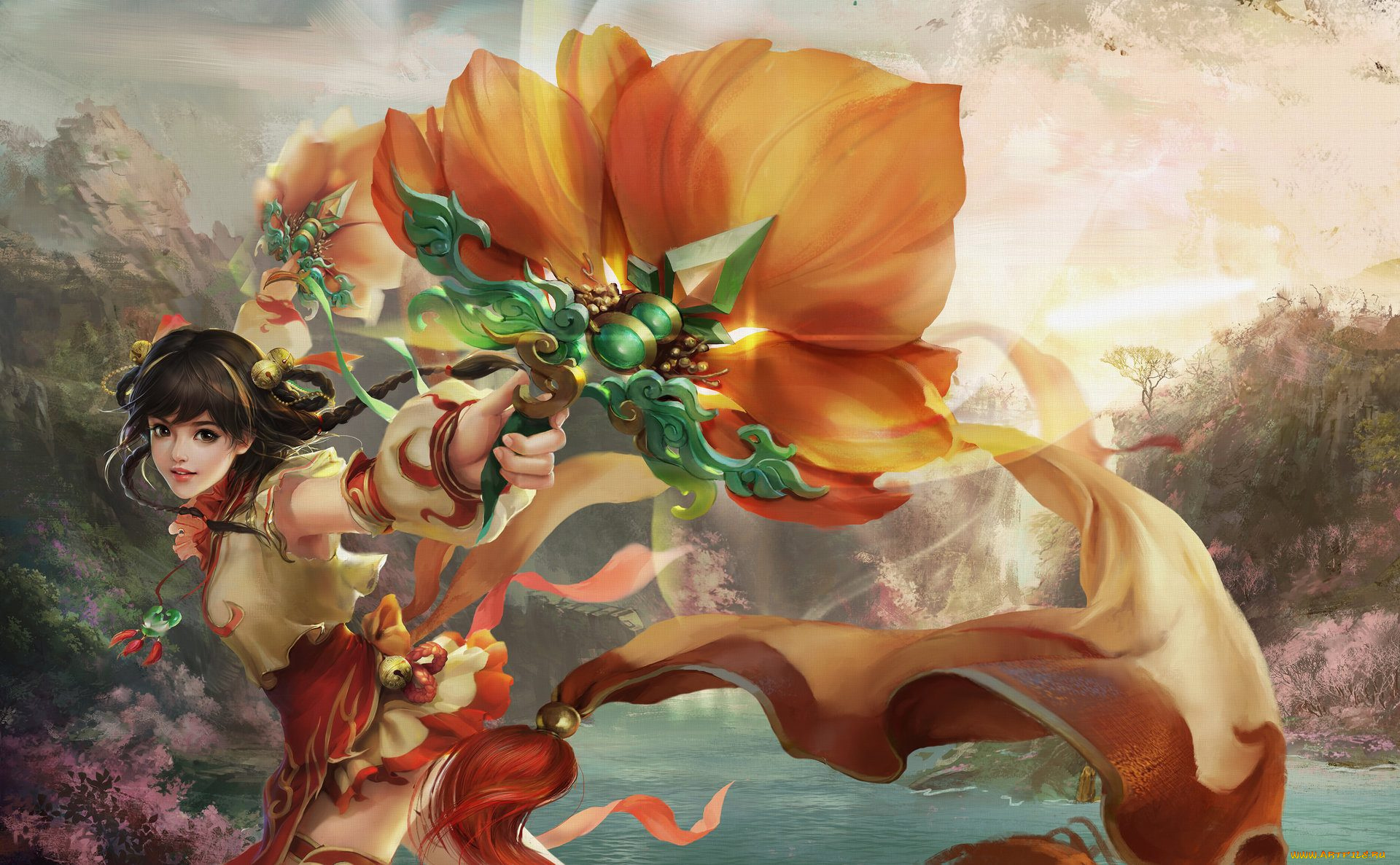 видео, игры, ~~~другое~~~, девушка, оружие, озеро, скалы