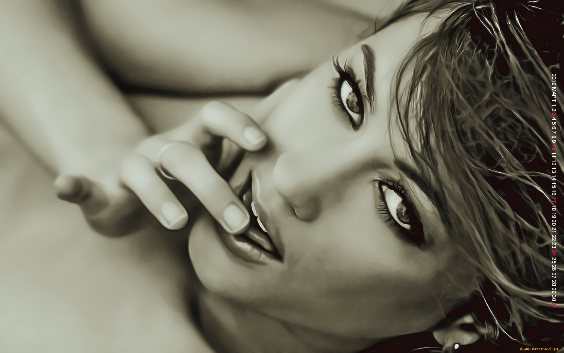 календари, компьютерный, дизайн, лицо, девушка