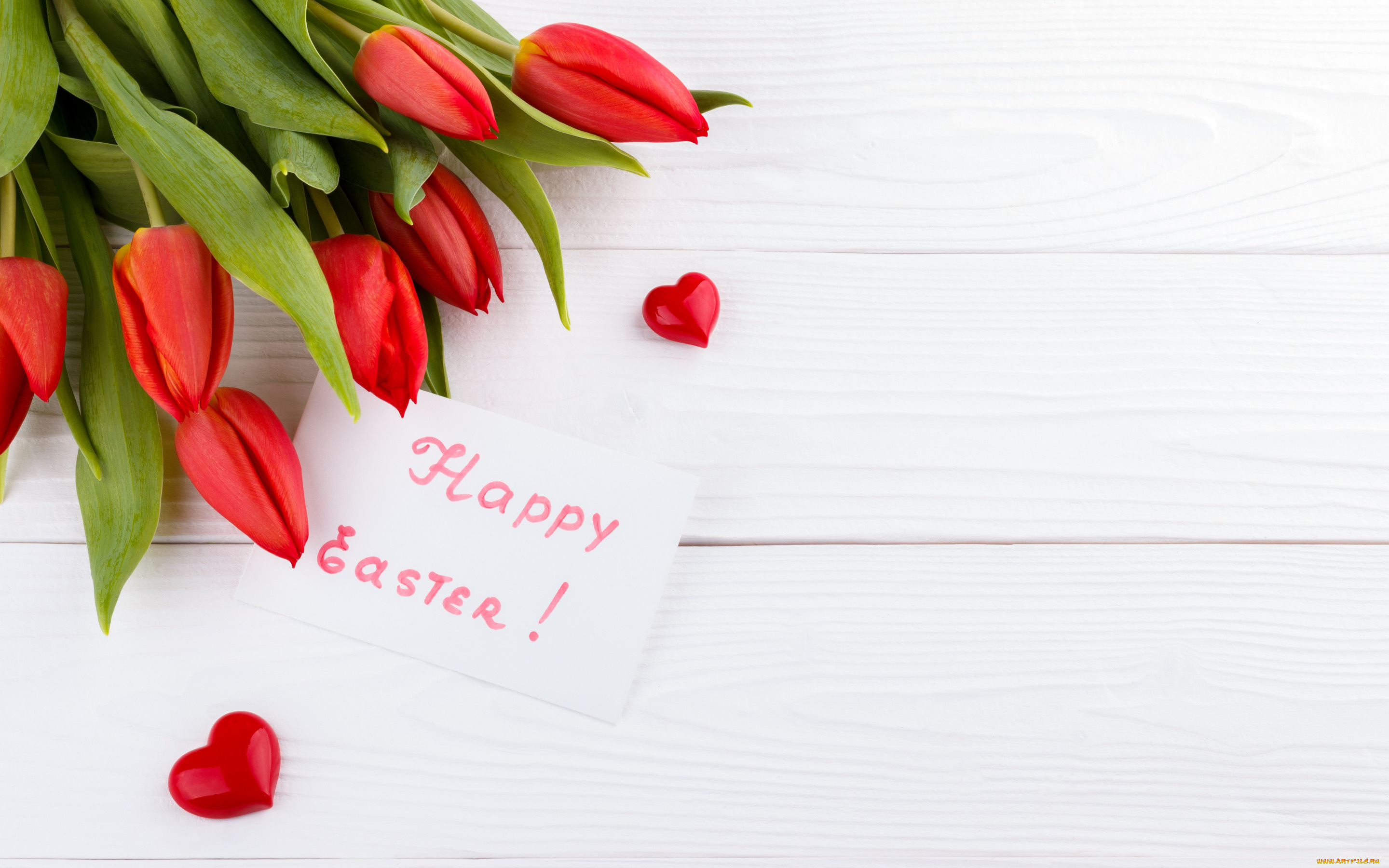 праздничные, пасха, сердечко, тюльпаны, праздник, открытка