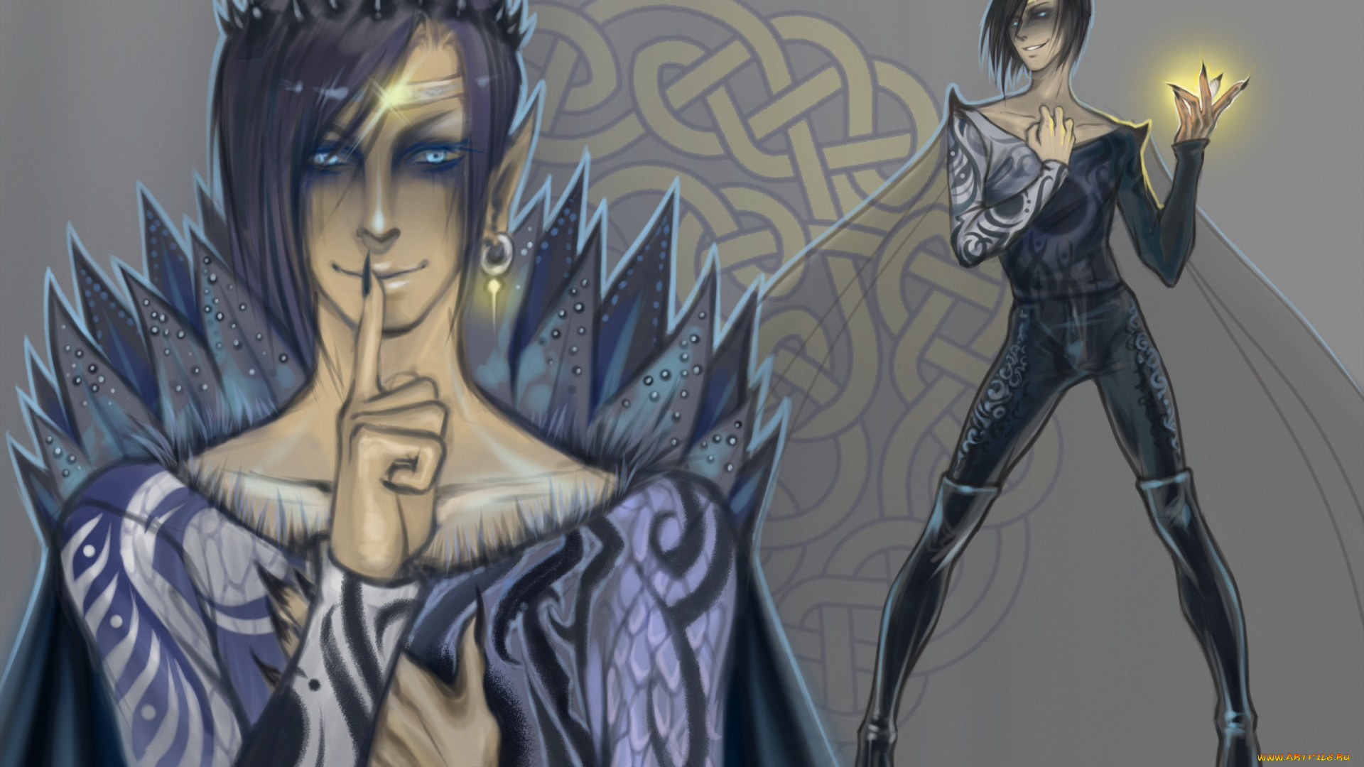 фэнтези, демоны, плащ, рога, корона, магия