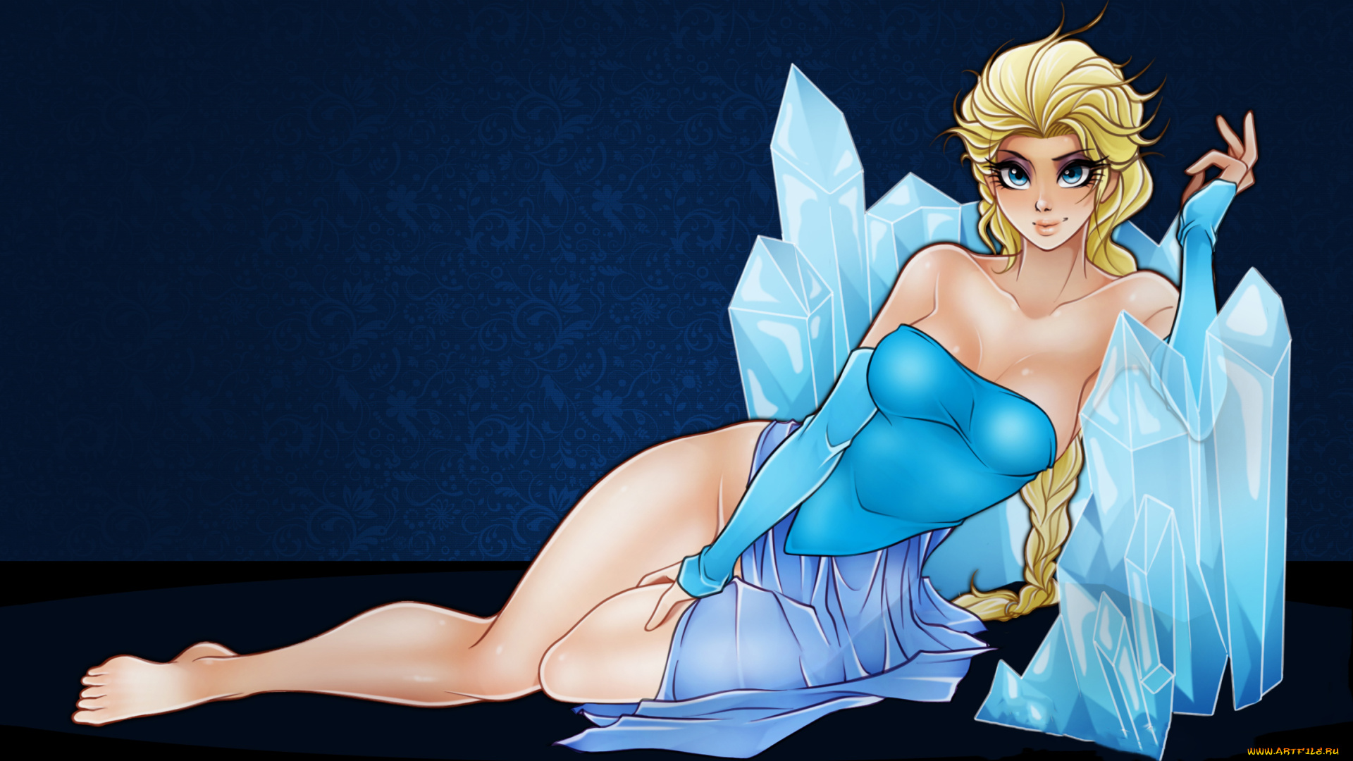 рисованное, комиксы, девушка, фон, взгляд, платье, кристалл