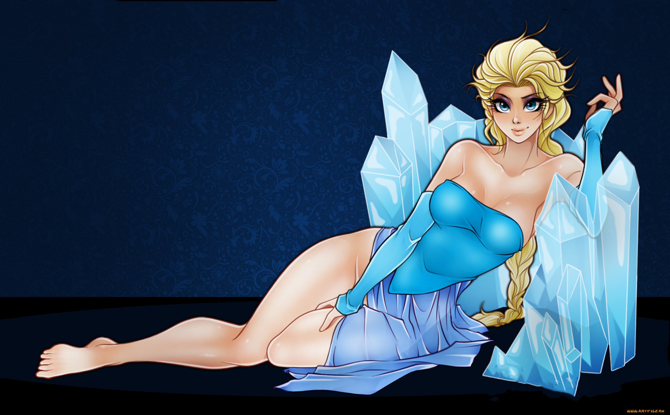 рисованное, комиксы, девушка, фон, взгляд, платье, кристалл