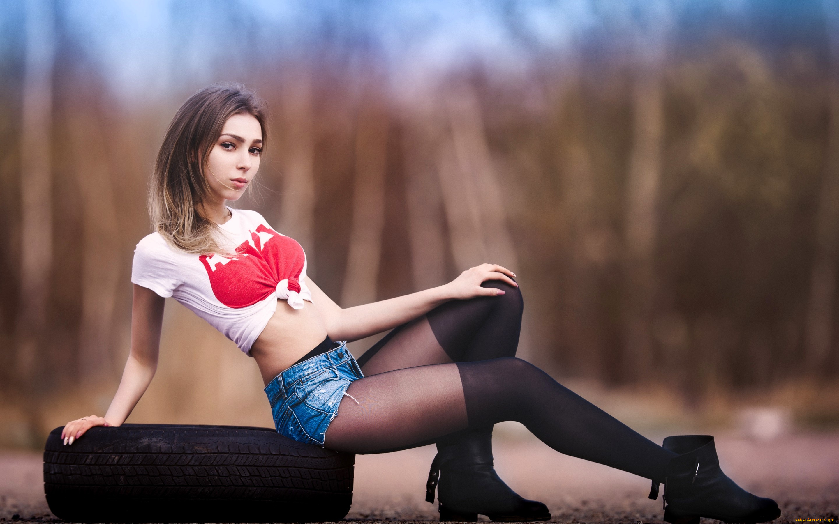 девушки, -, брюнетки, , шатенки, топ, шорты, колготки, шина