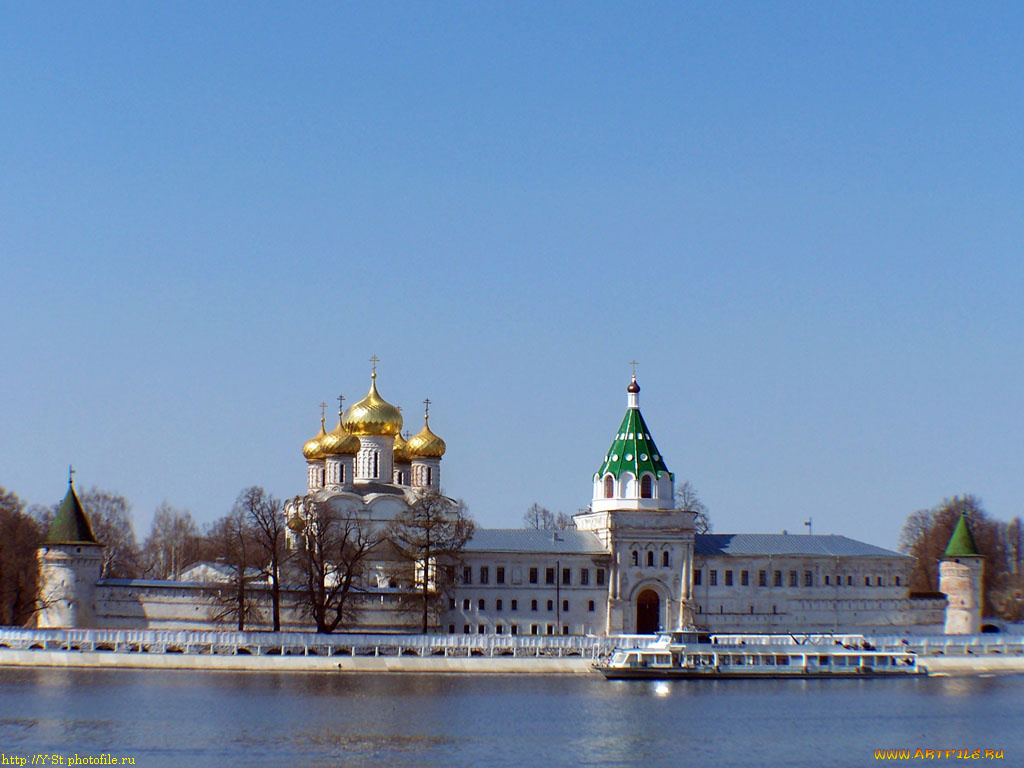 кострома, вид, на, ипатиевский, монастырь, города, православные, церкви, монастыри