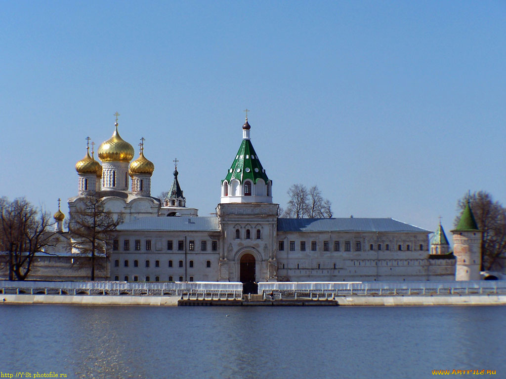 кострома, вид, на, ипатиевский, монастырь, города, православные, церкви, монастыри