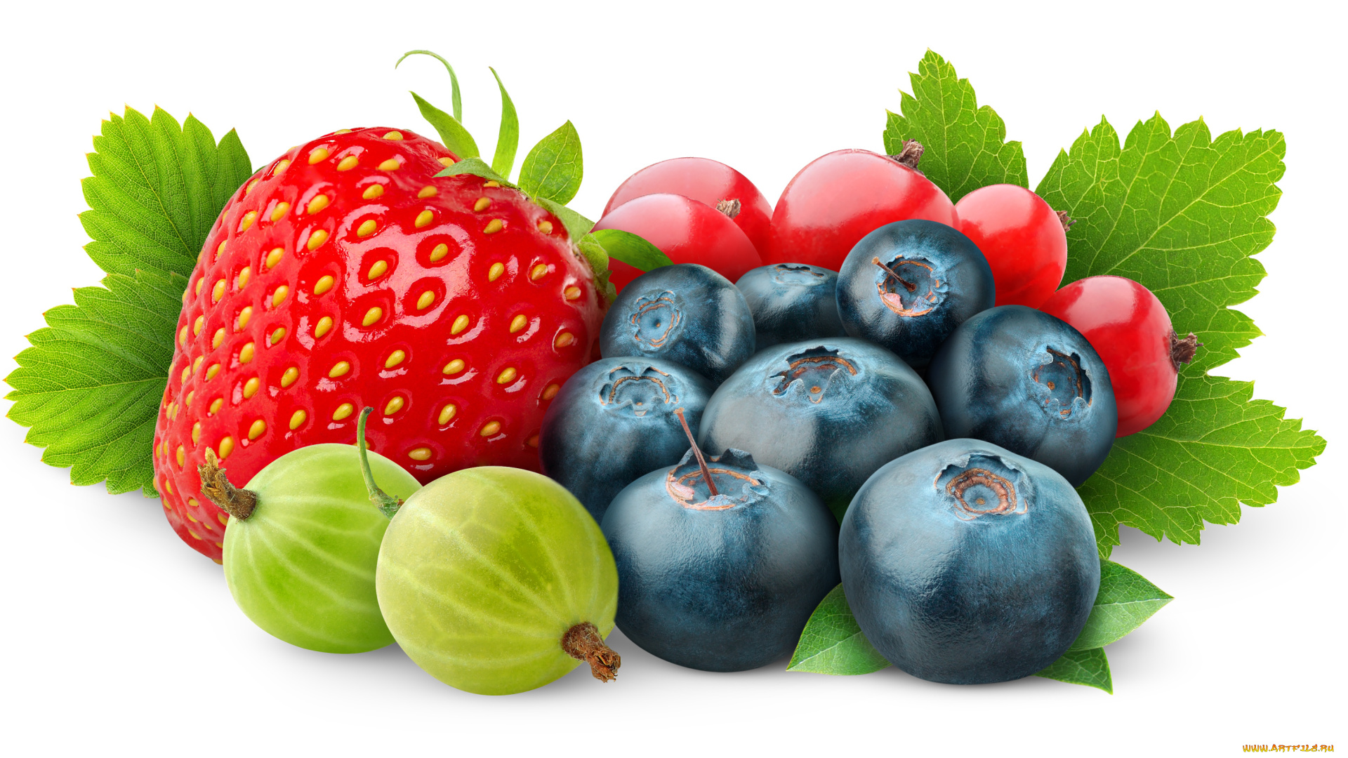 еда, фрукты, ягоды, клубника, черника, красная, смородина, крыжовник