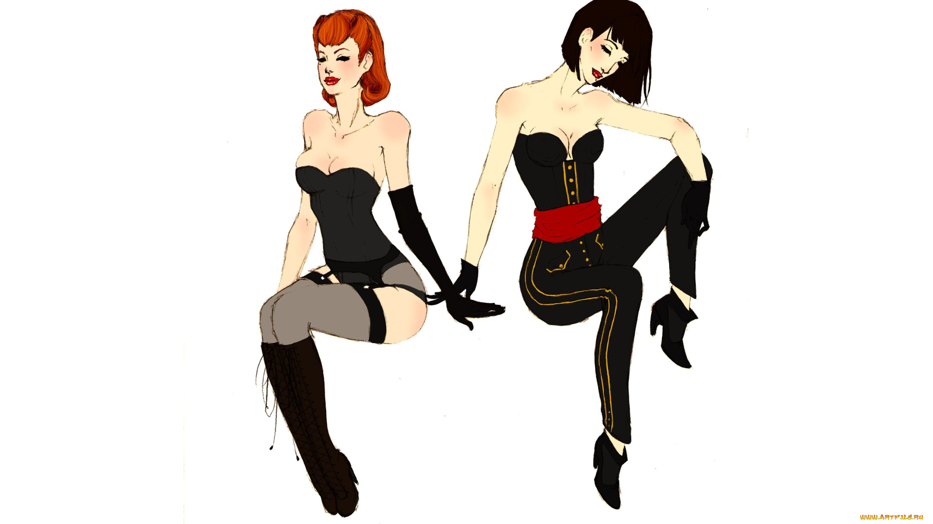 рисованные, люди, чулки