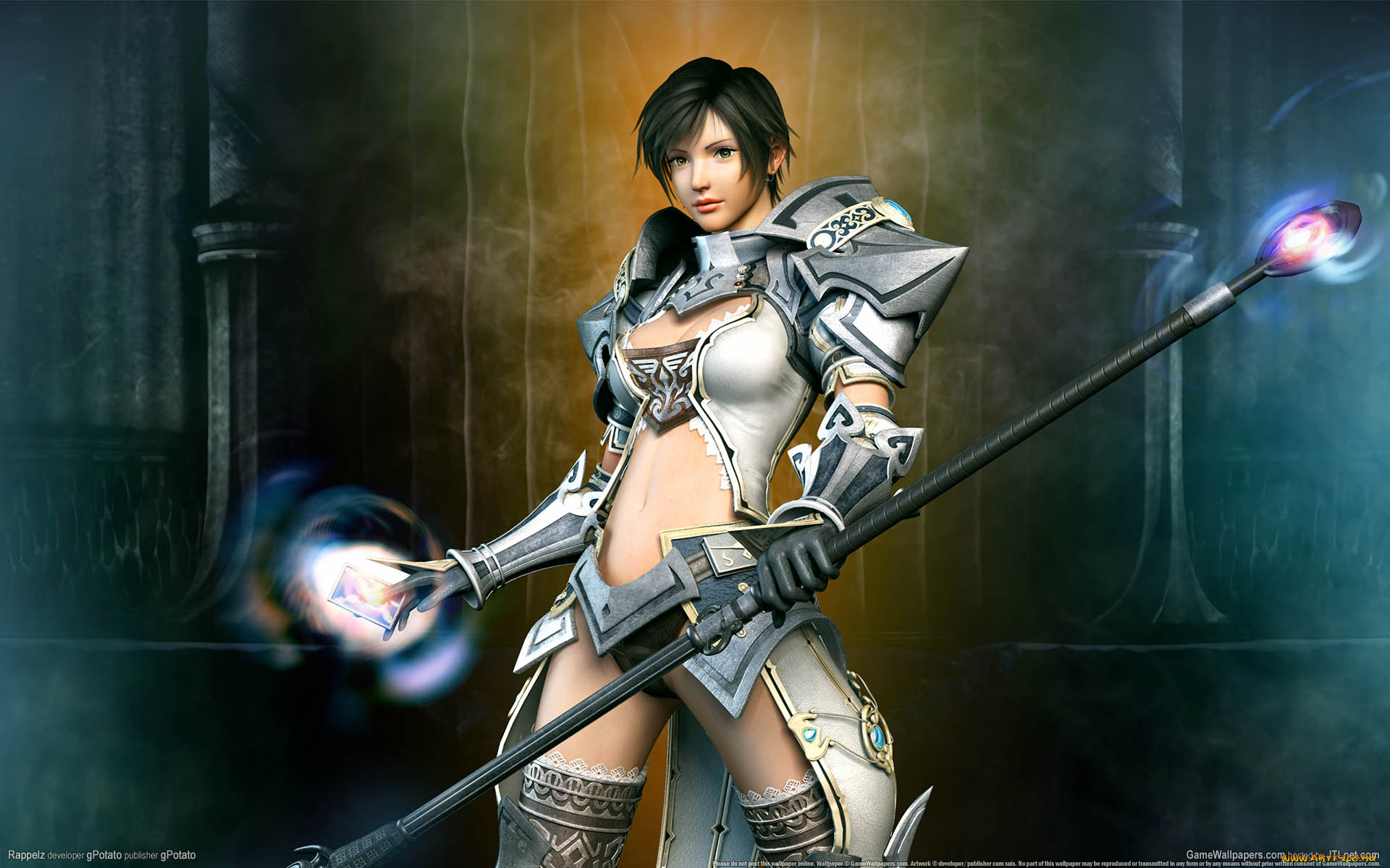 rappelz, видео, игры, девушка, доспехи, копьё