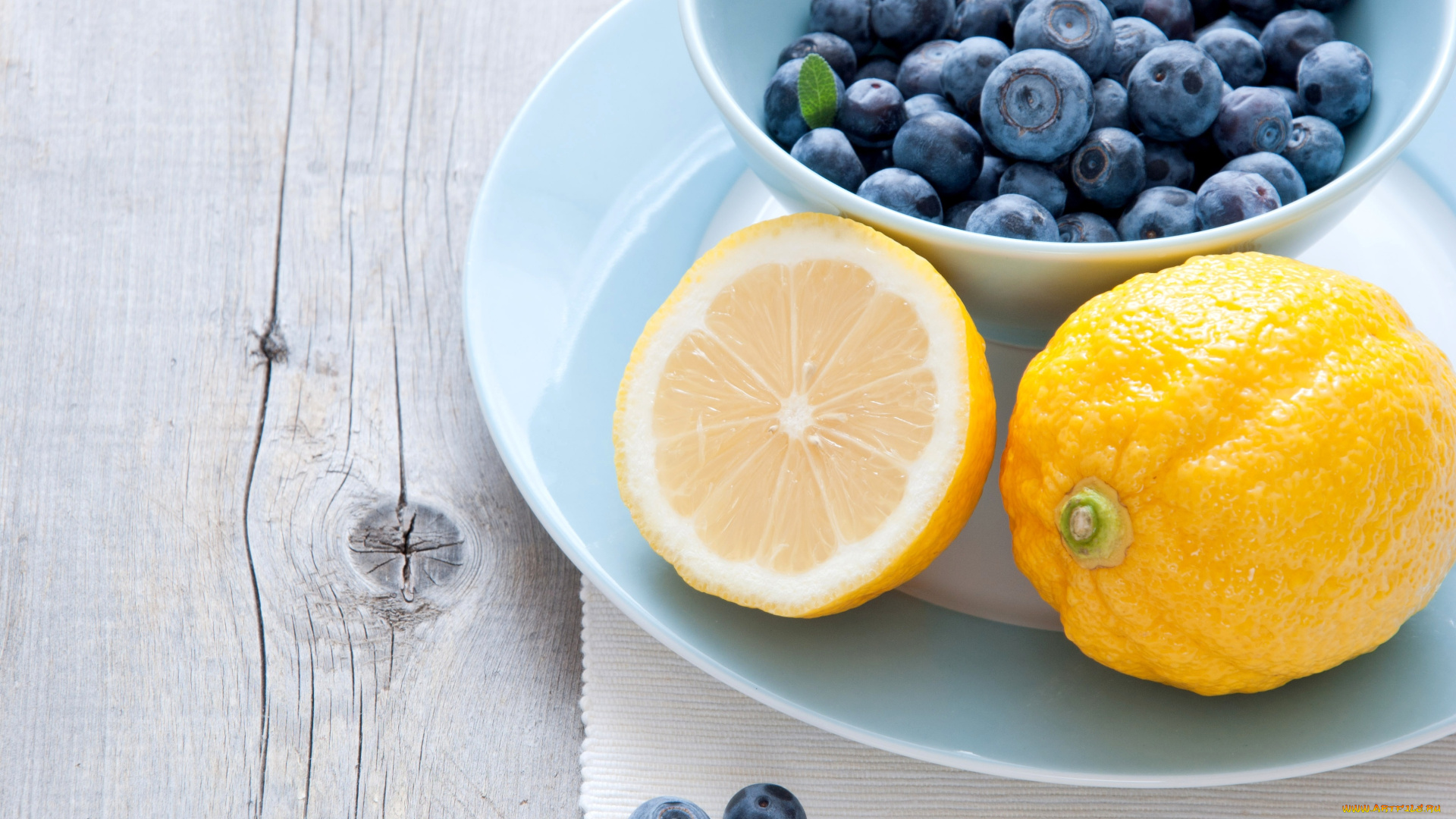еда, фрукты, ягоды, лимон, черника