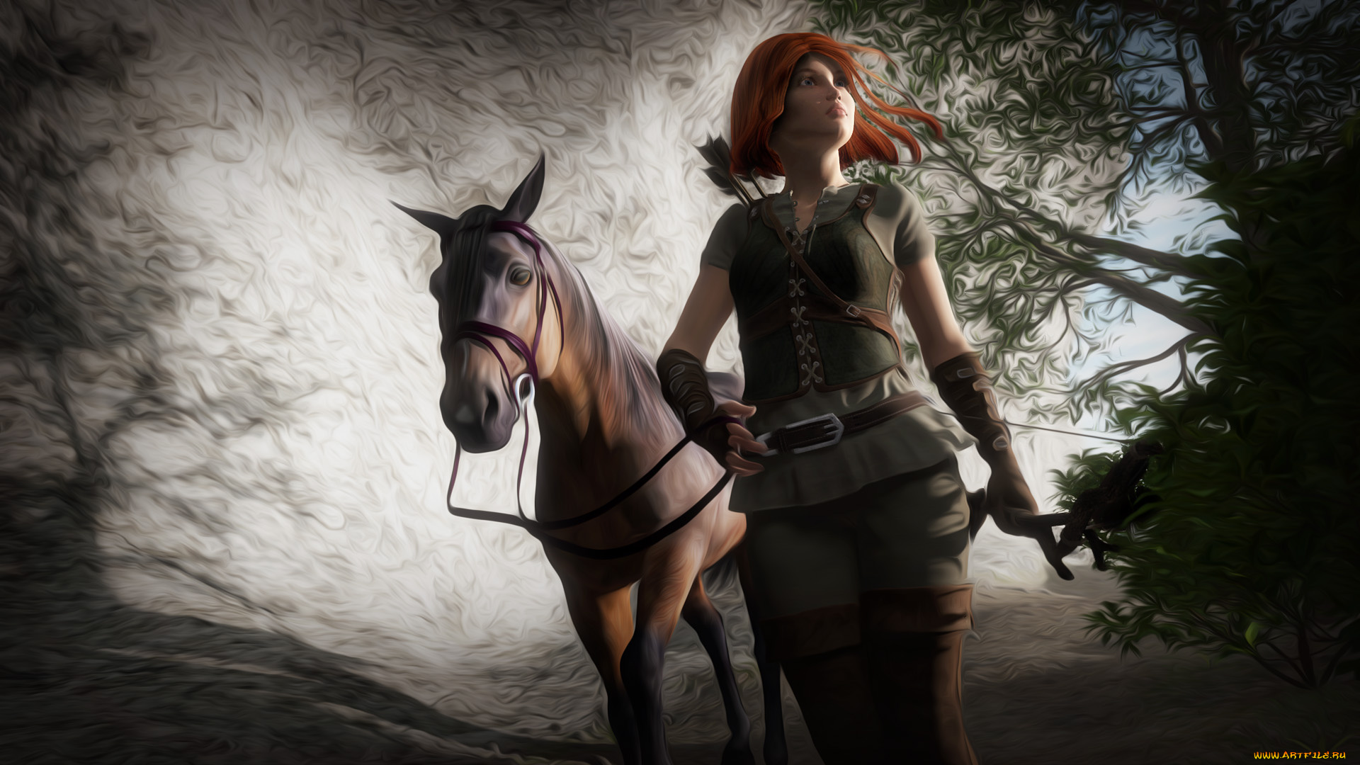 3д, графика, people, , люди, лошаль, девушка, взгляд