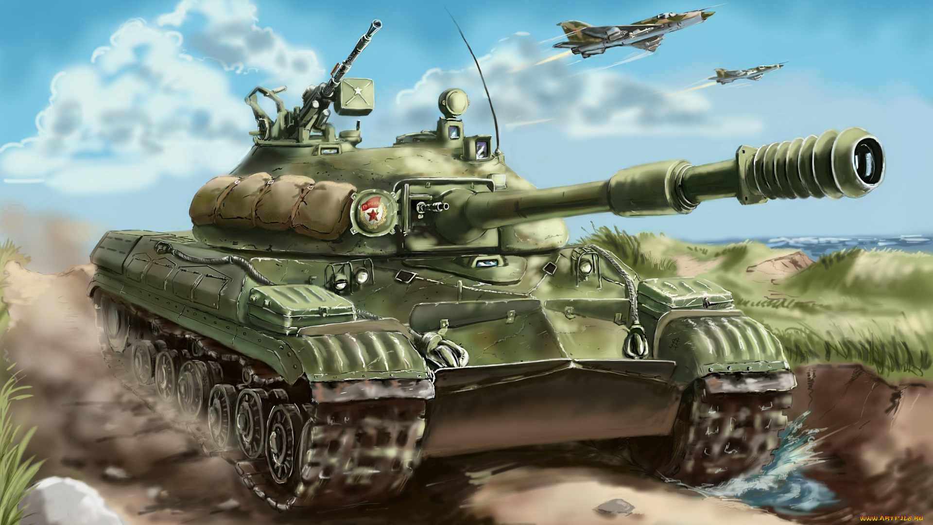 рисованные, армия, истребители, танк, самолёты, t-10m