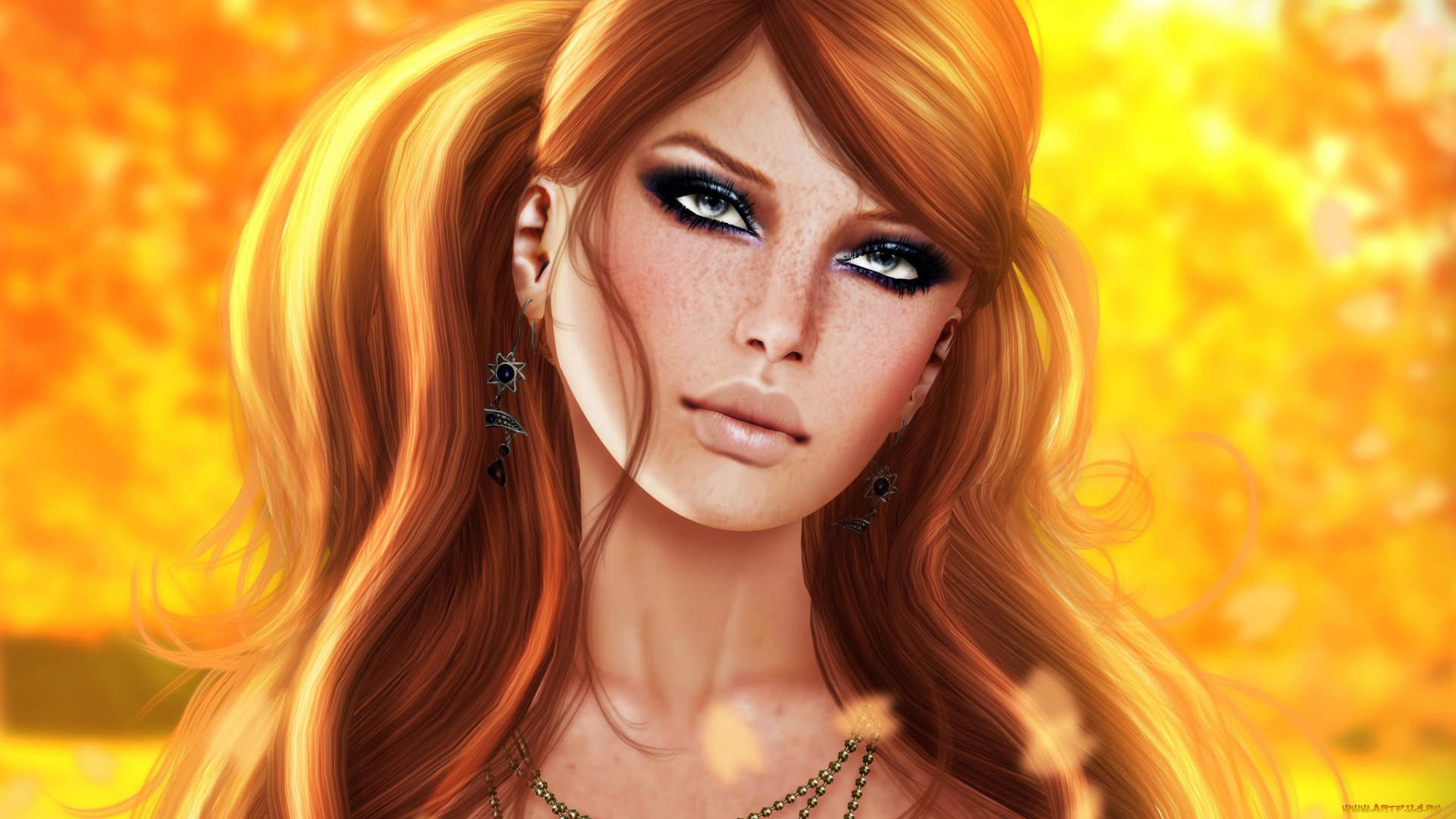 рисованные, люди, волосы, взгляд, девушка