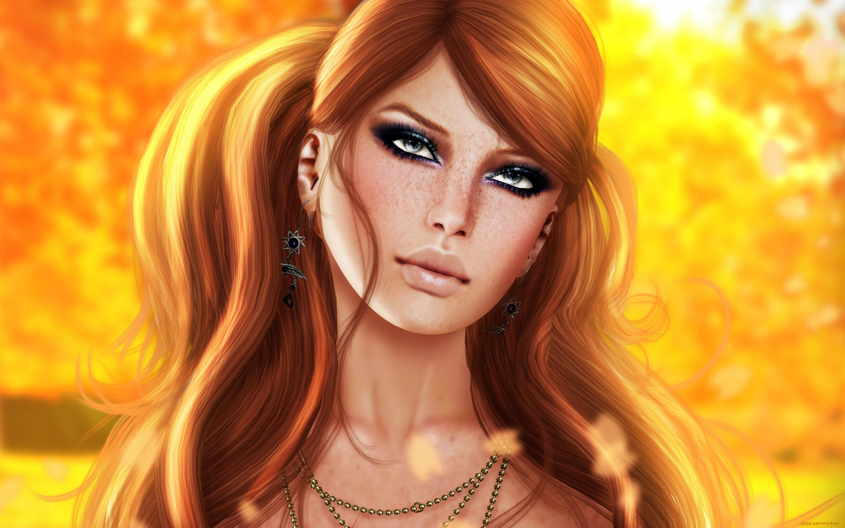 рисованные, люди, волосы, взгляд, девушка