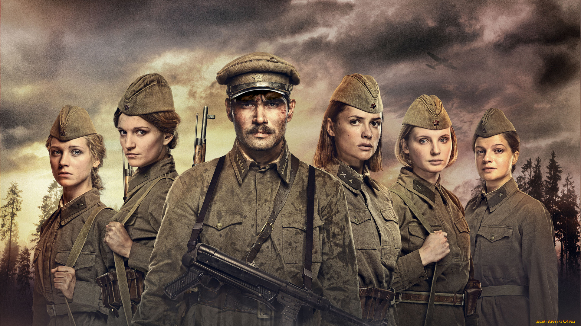 а, зори, здесь, тихие, кино, фильмы, 2015, драма, военный, а, зори, здесь, тихие, пётр, фёдоров, старшина, фуражка, гимнастерка, автомат, шмайсер, мр-40, отряд, девушки, бойцы, красной, армии, кристина, асмус, женя, малахова, анастасия, микульчина, софья, лебедева, агния, кузнецова