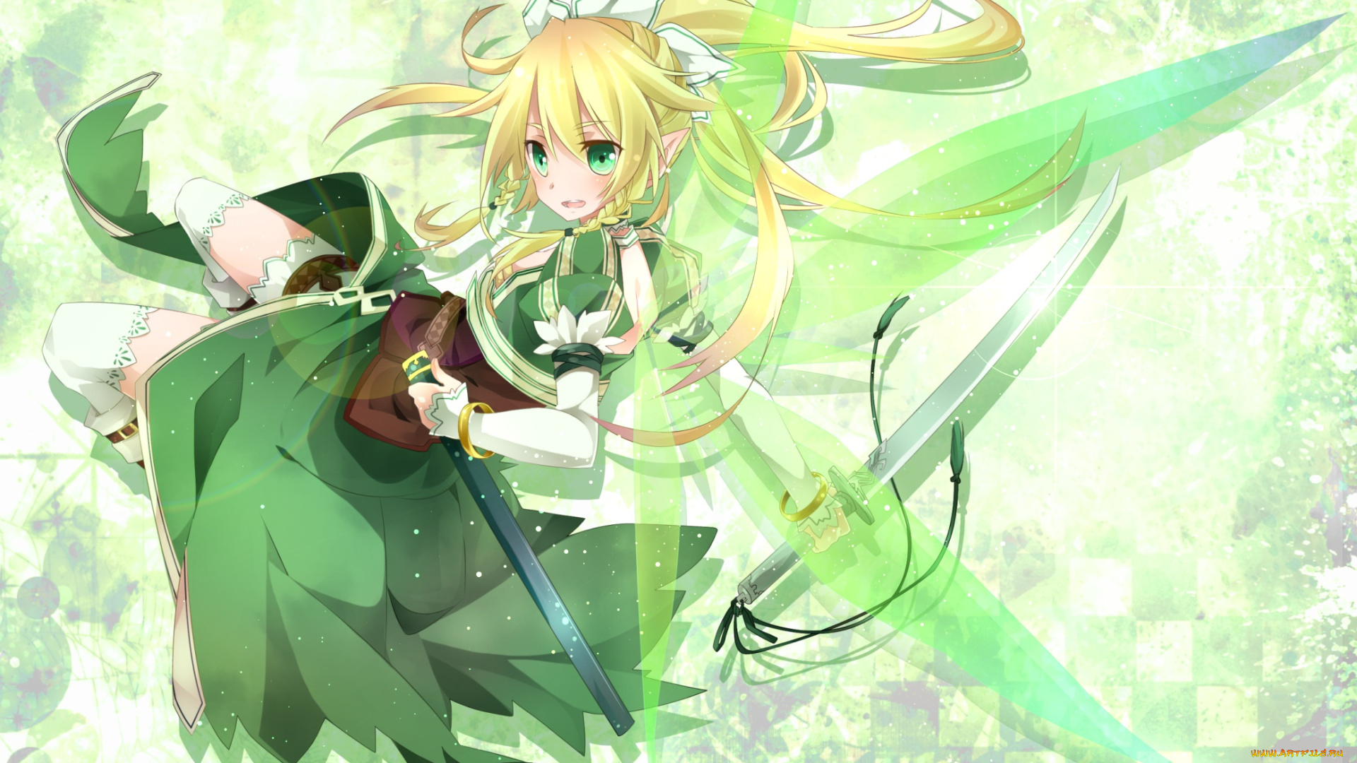 аниме, sword, art, online, sword, art, online, toutenkou, эльф, девушка, leafa