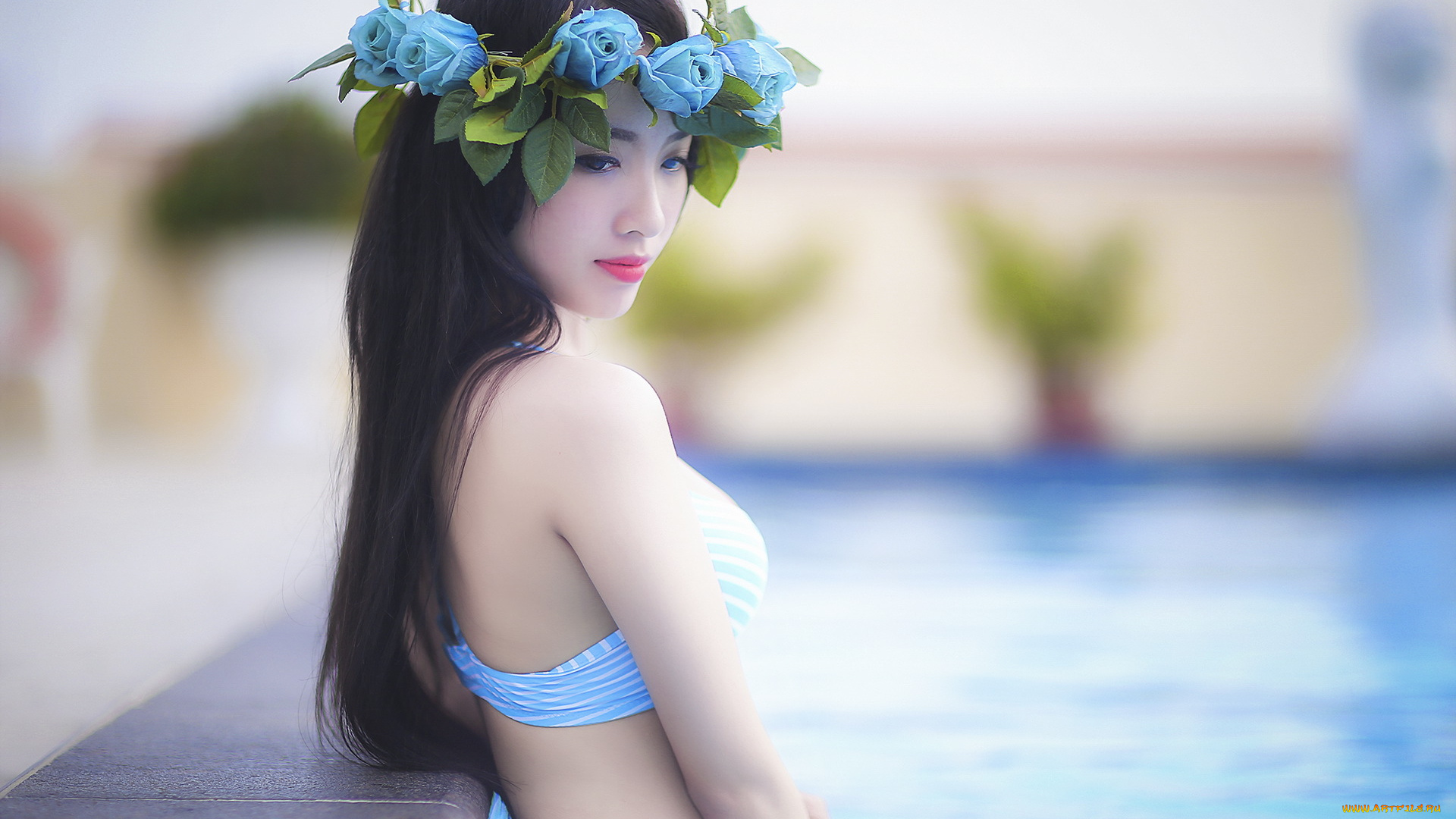 девушки, -unsort, , азиатки, девушка, азиатка, венок