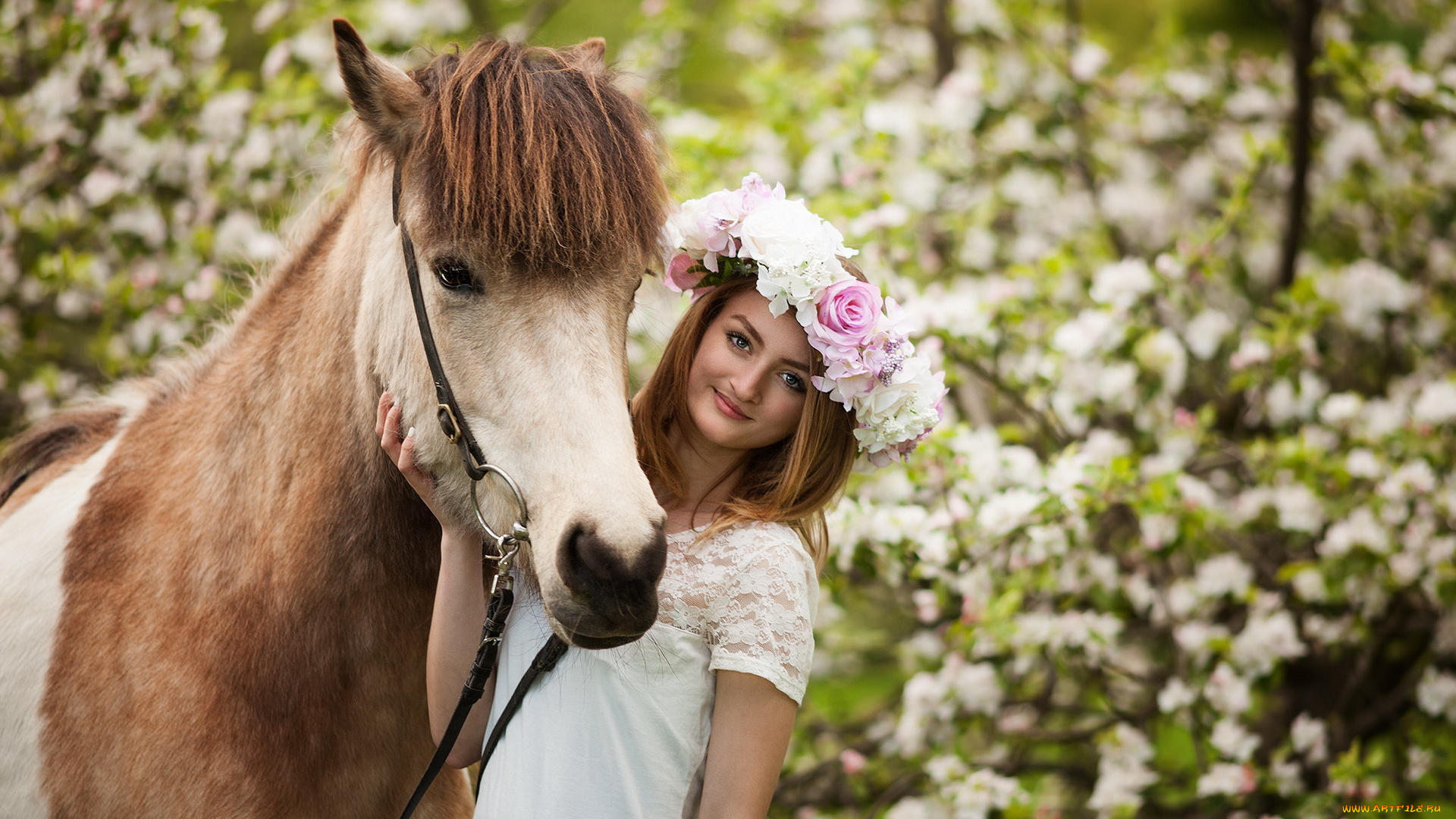 девушки, -unsort, , блондинки, девушка, конь, весна, настроение