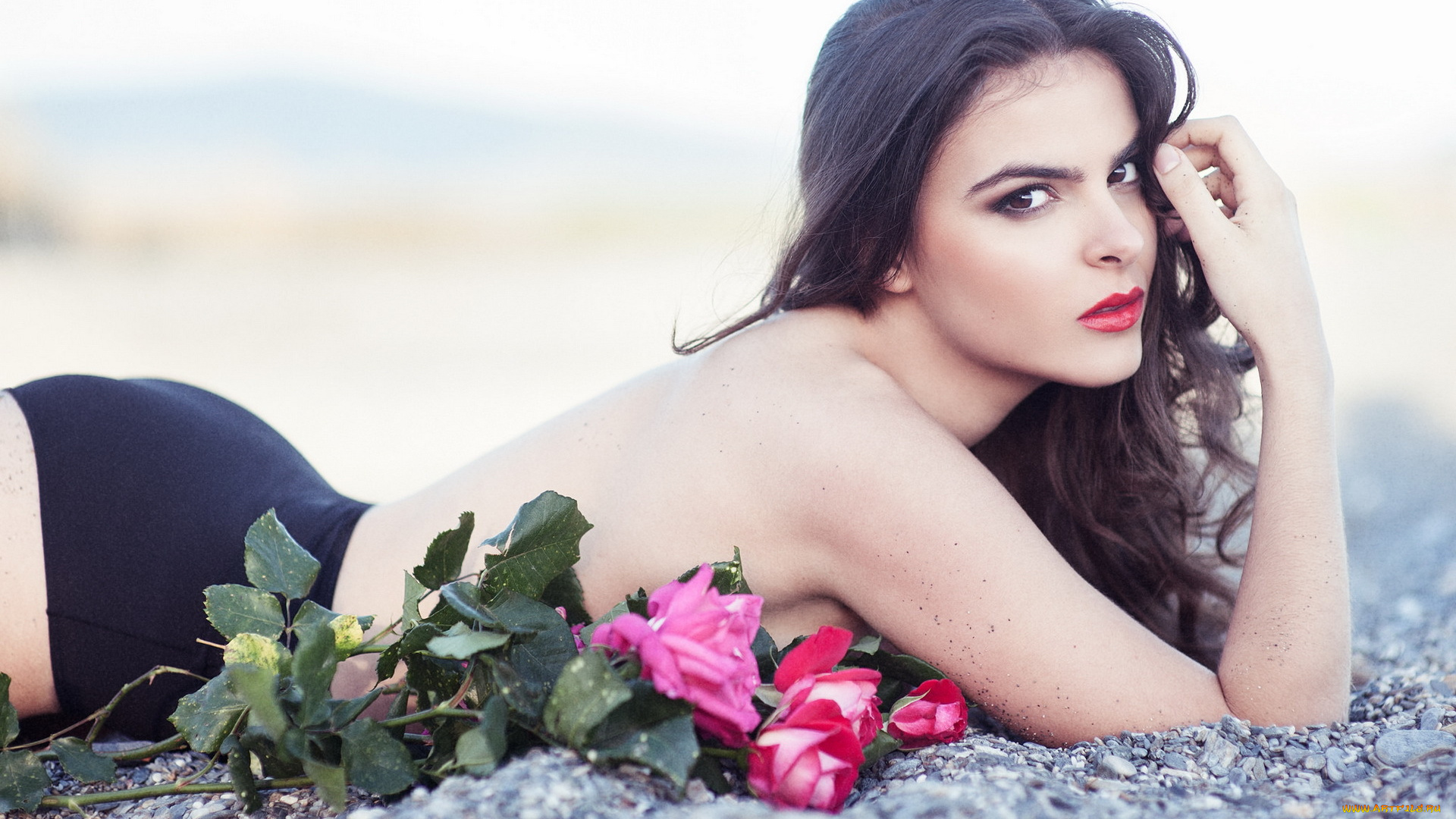 девушки, -unsort, , брюнетки, , шатенки, девушка, поза, взгляд, розы, mercedes, pena