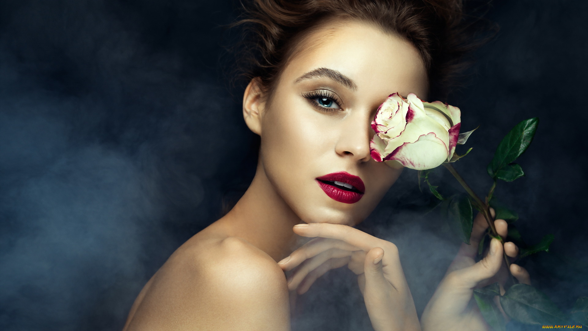 девушки, -unsort, , лица, , портреты, девушка, поза, взгляд, роза