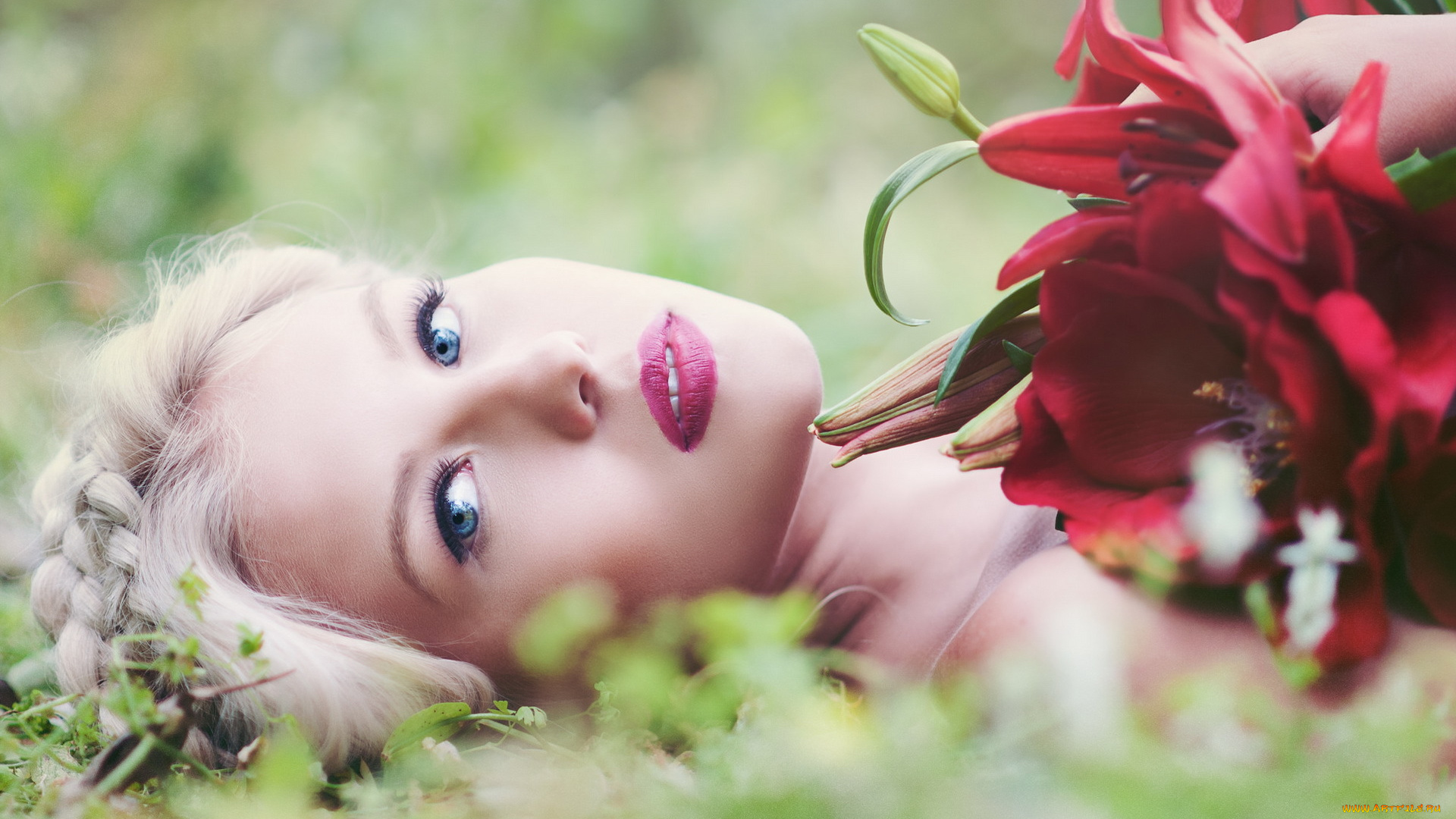 девушки, -unsort, , лица, , портреты, девушка, цветы, nelly, lehtinen