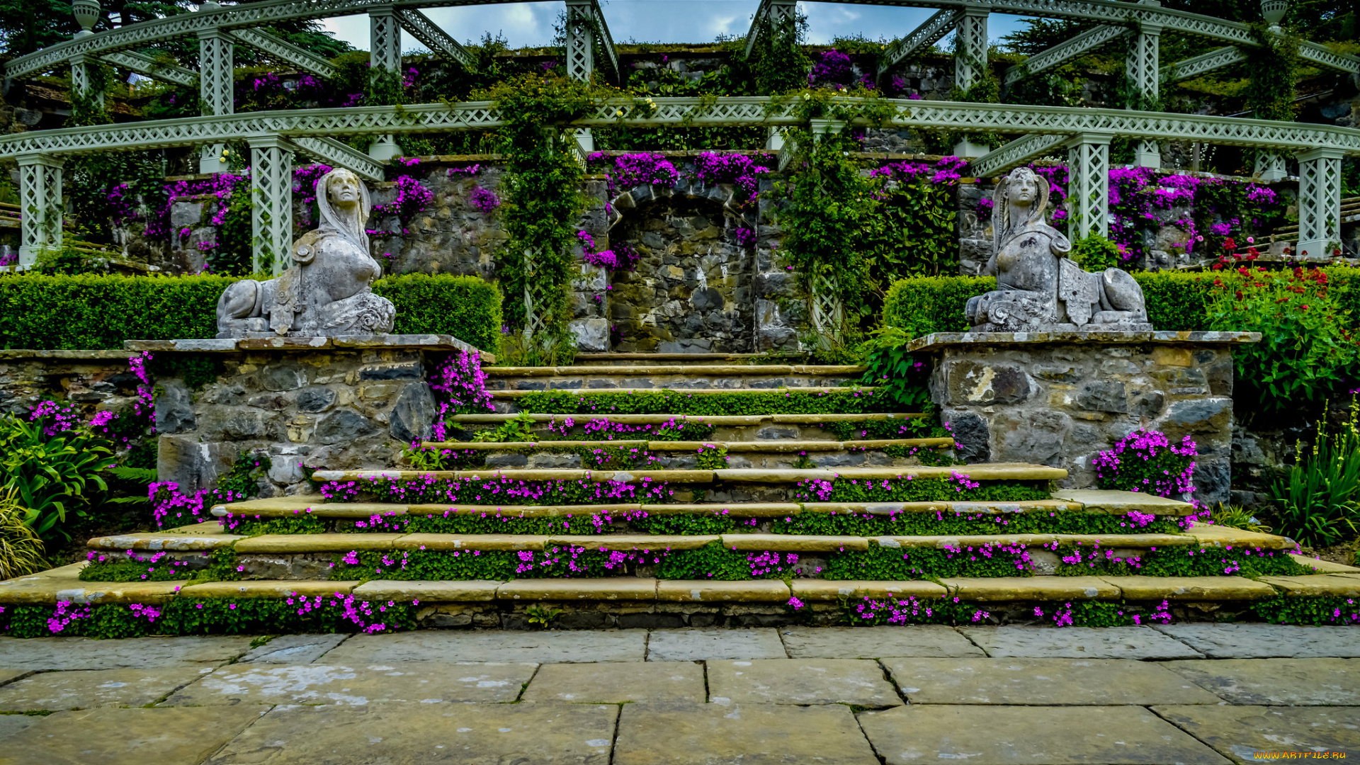 города, -, исторические, , архитектурные, памятники, статуи, цветы, ступени