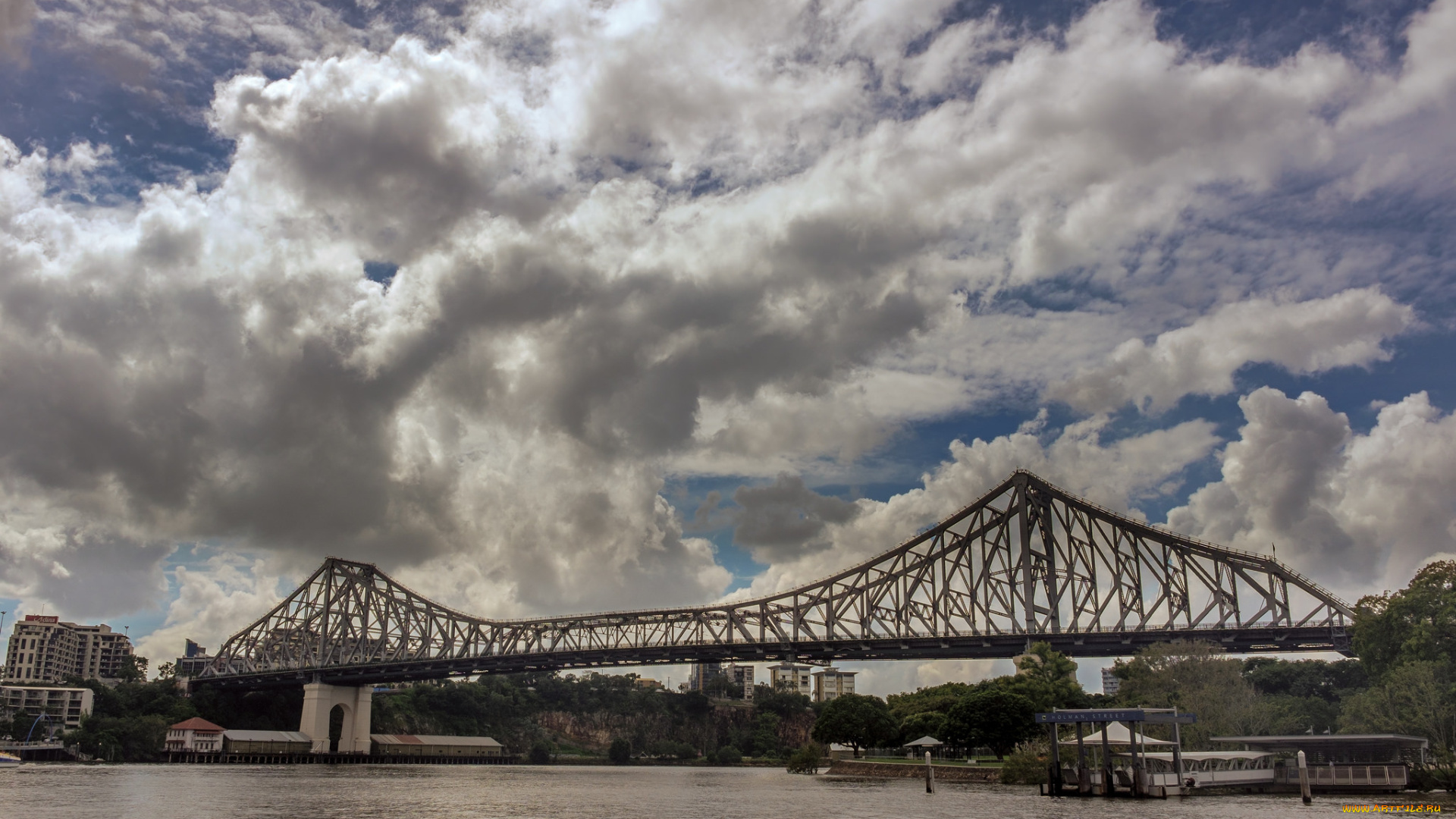 города, -, мосты, небо, облака, город, мост