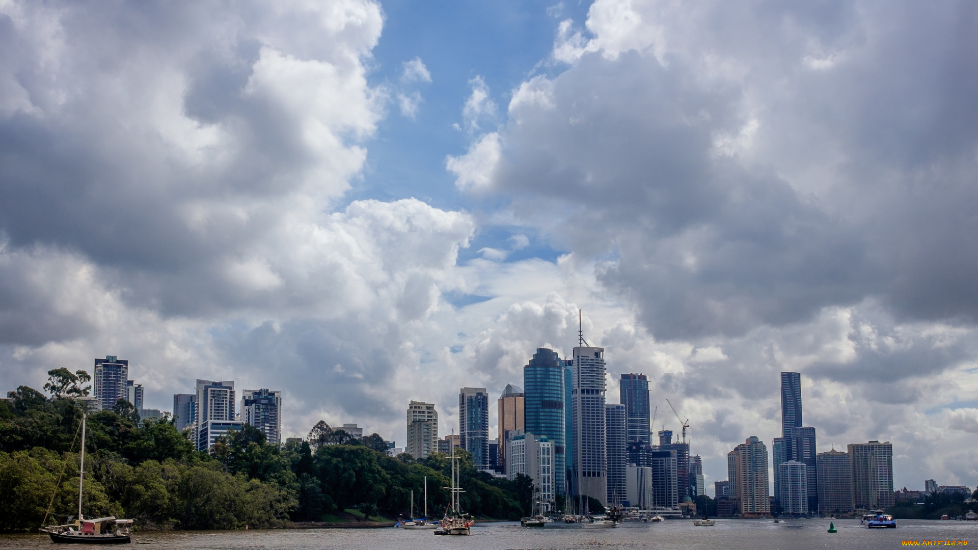 города, -, панорамы, город, небо, облака