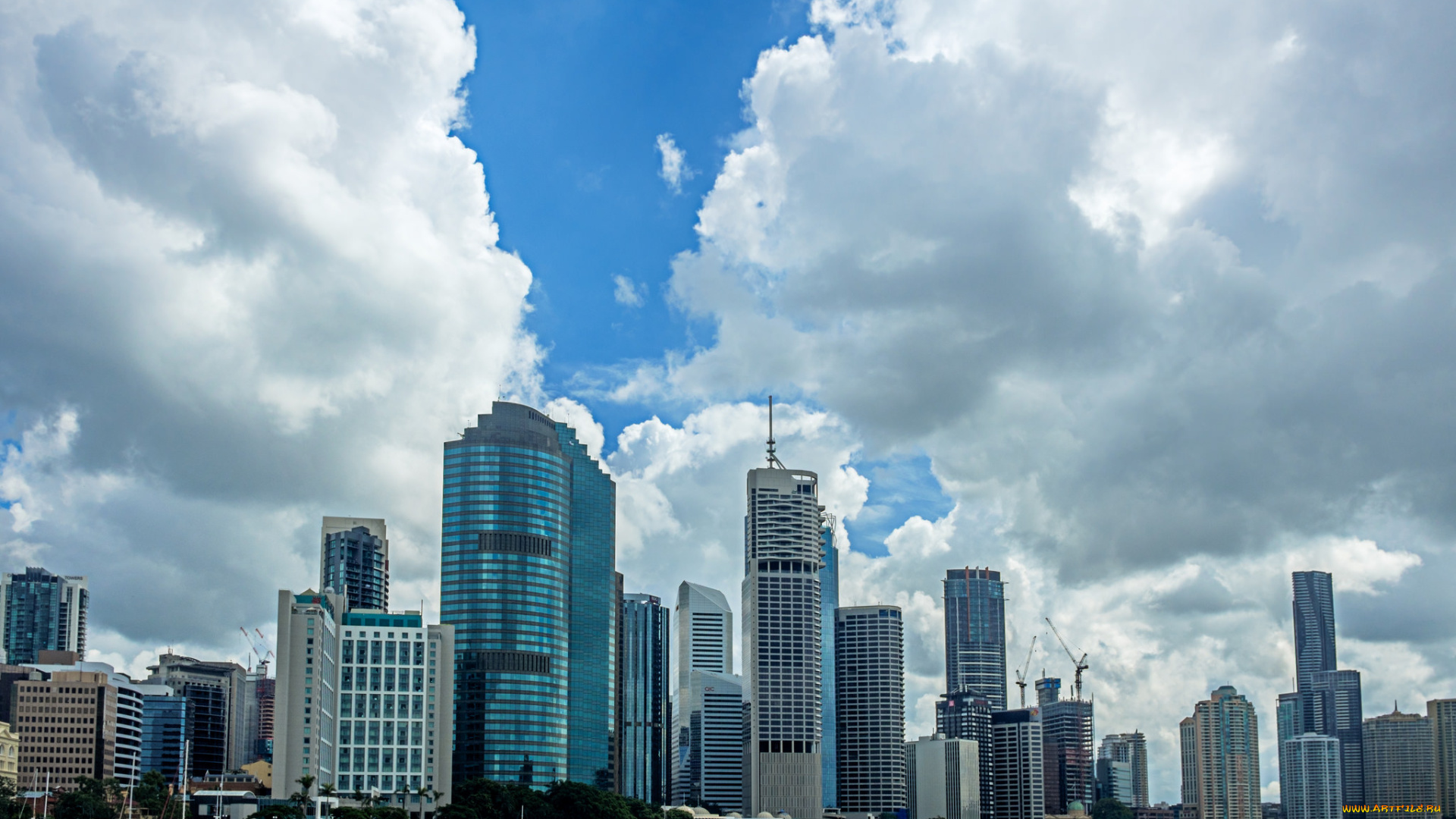 города, -, панорамы, небо, облака, город