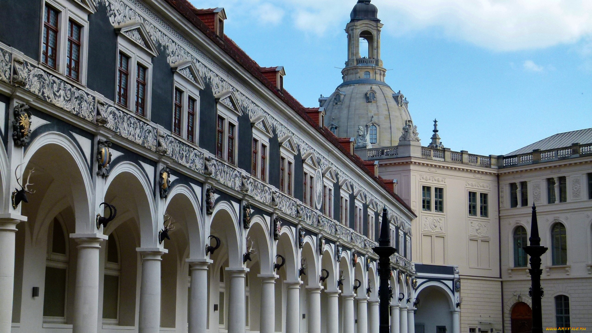 города, дрезден, , германия, небо, арки, дом