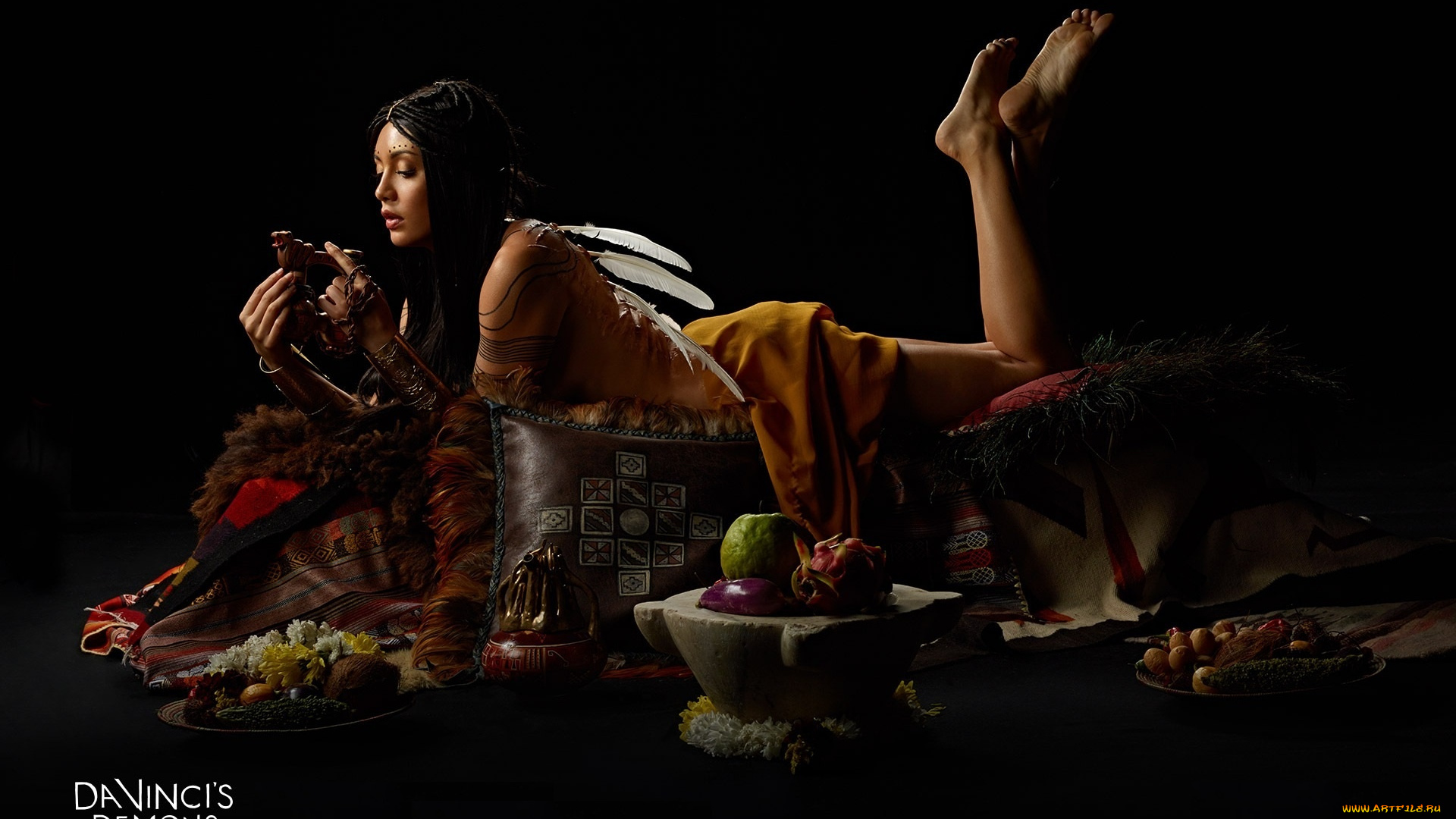 кино, фильмы, da, vinci`s, demons, девушка, фрукты, взгляд