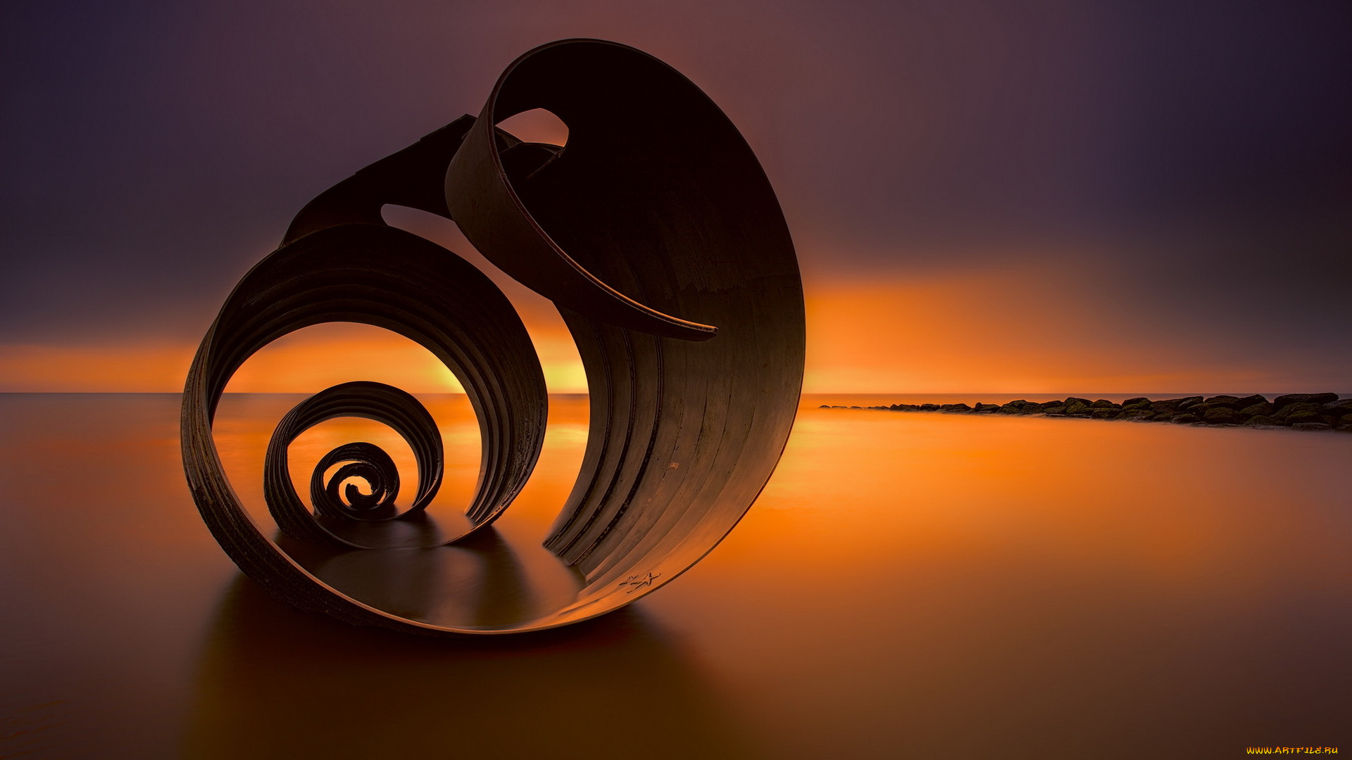 разное, -, другое, закат, море, скульптура, завитушка