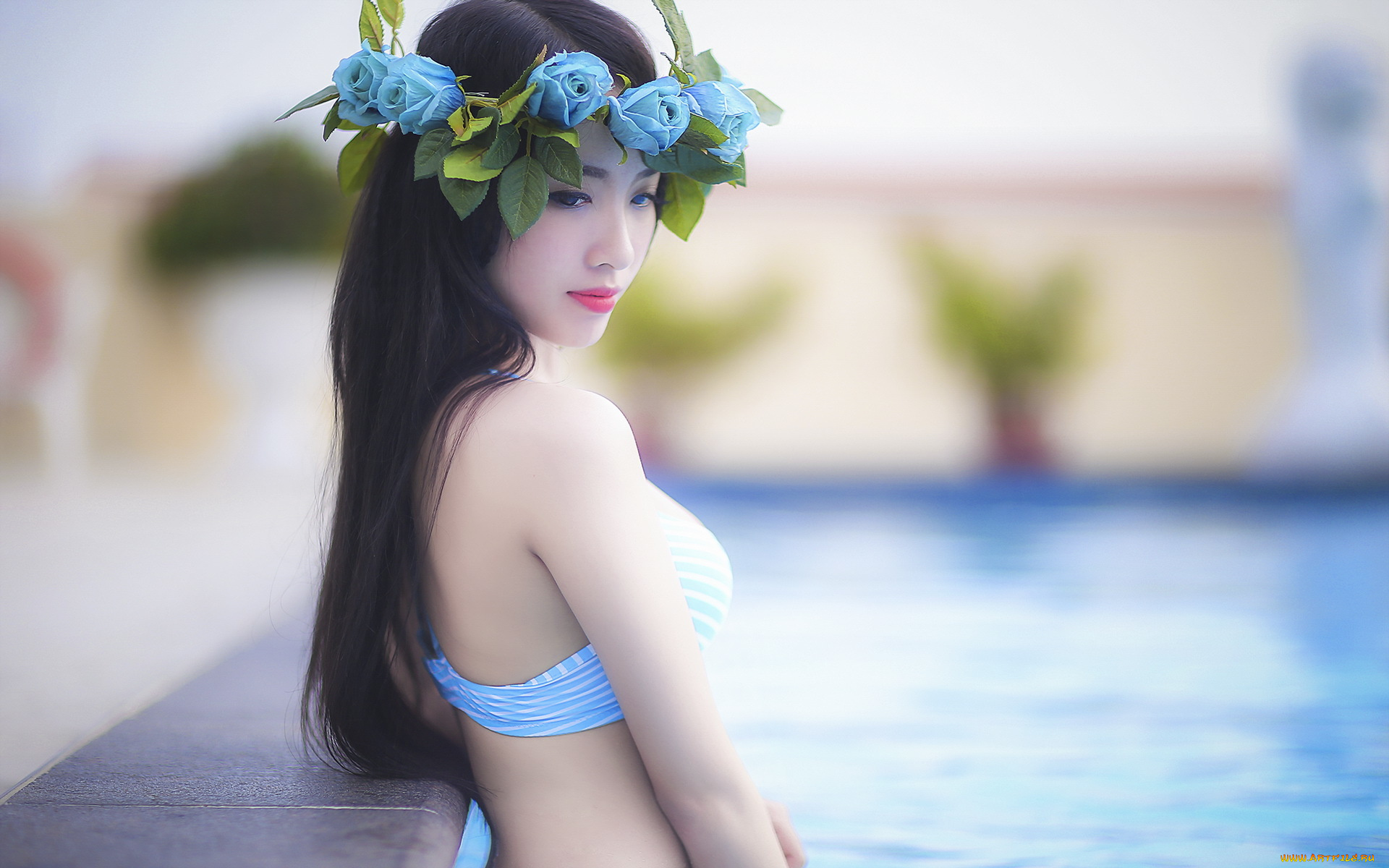 девушки, -unsort, , азиатки, девушка, азиатка, венок