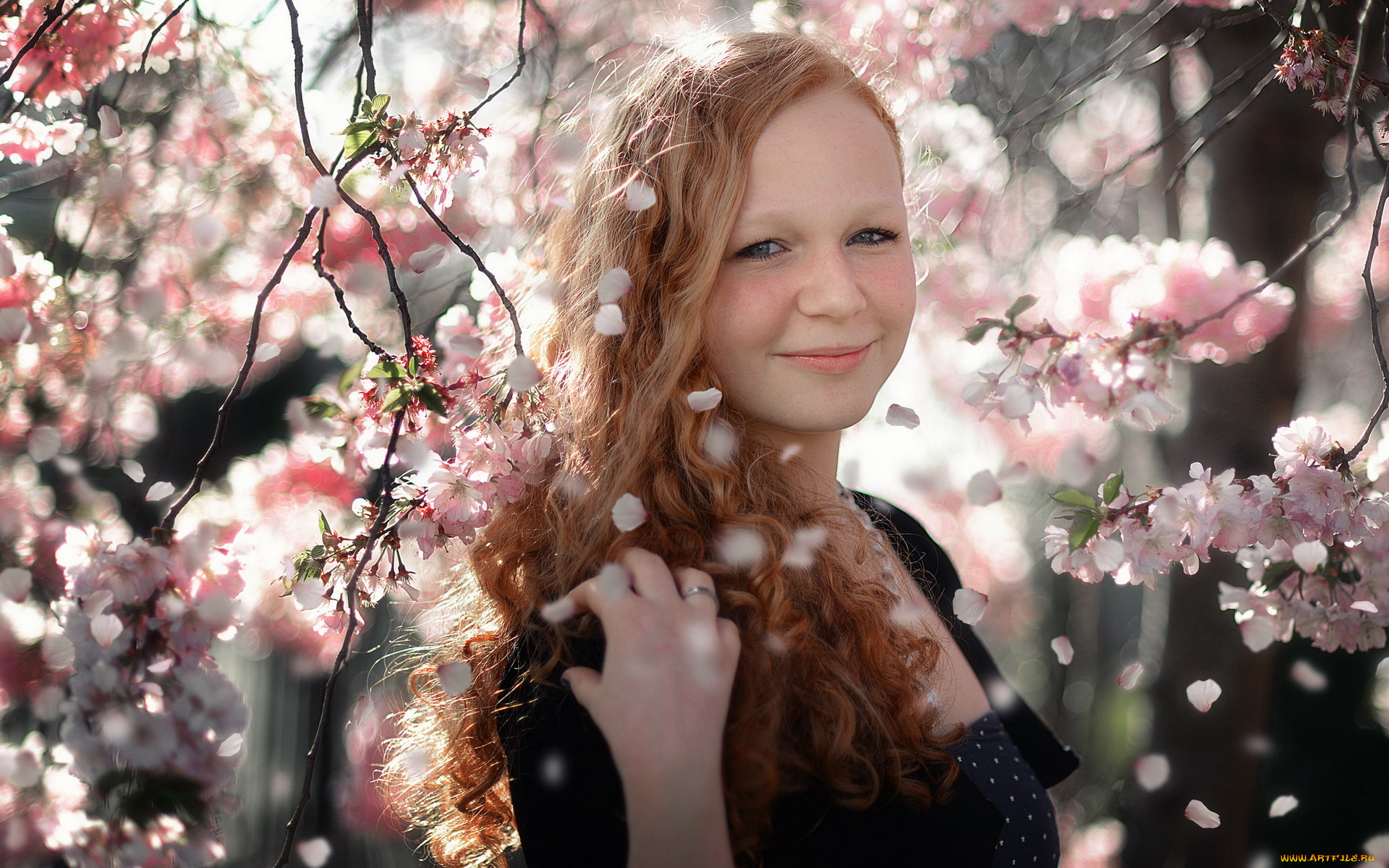 девушки, -unsort, , лица, , портреты, девочка, сад, весна