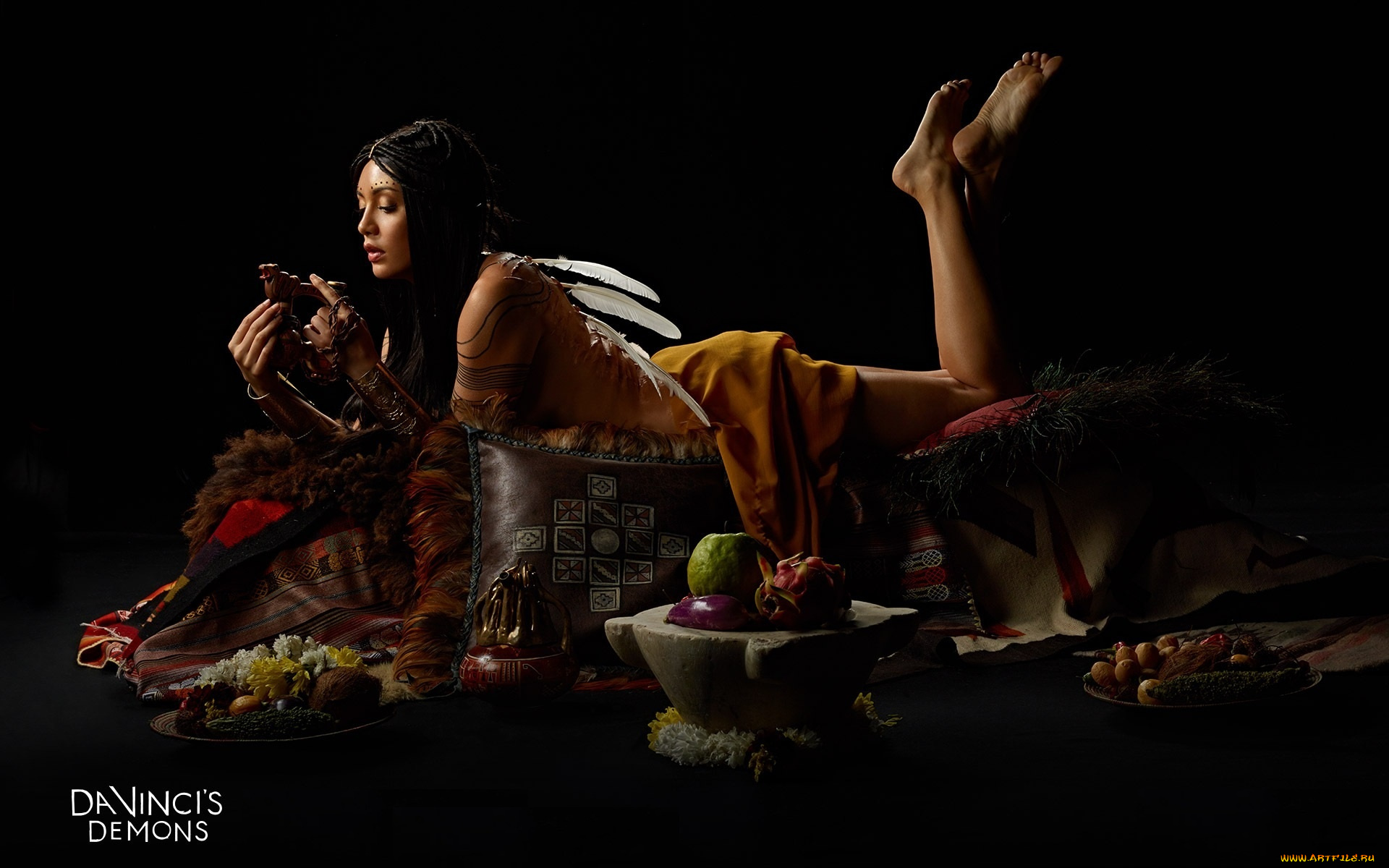 кино, фильмы, da, vinci`s, demons, девушка, фрукты, взгляд